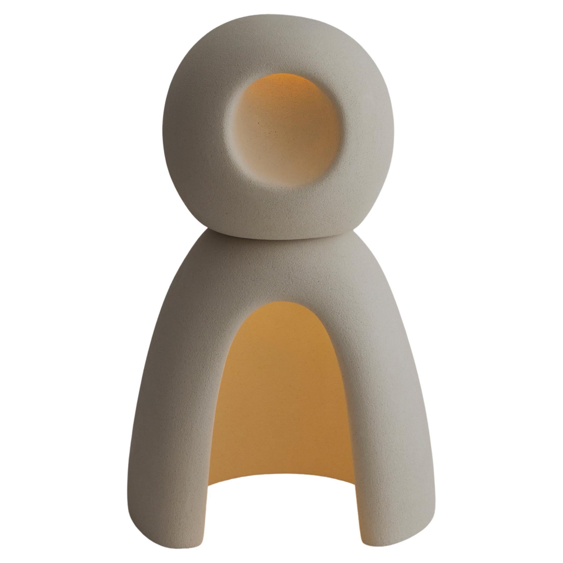 Nomad II:09 Table Lamp in White Sand Stoneware by Sofia Karnukaeva