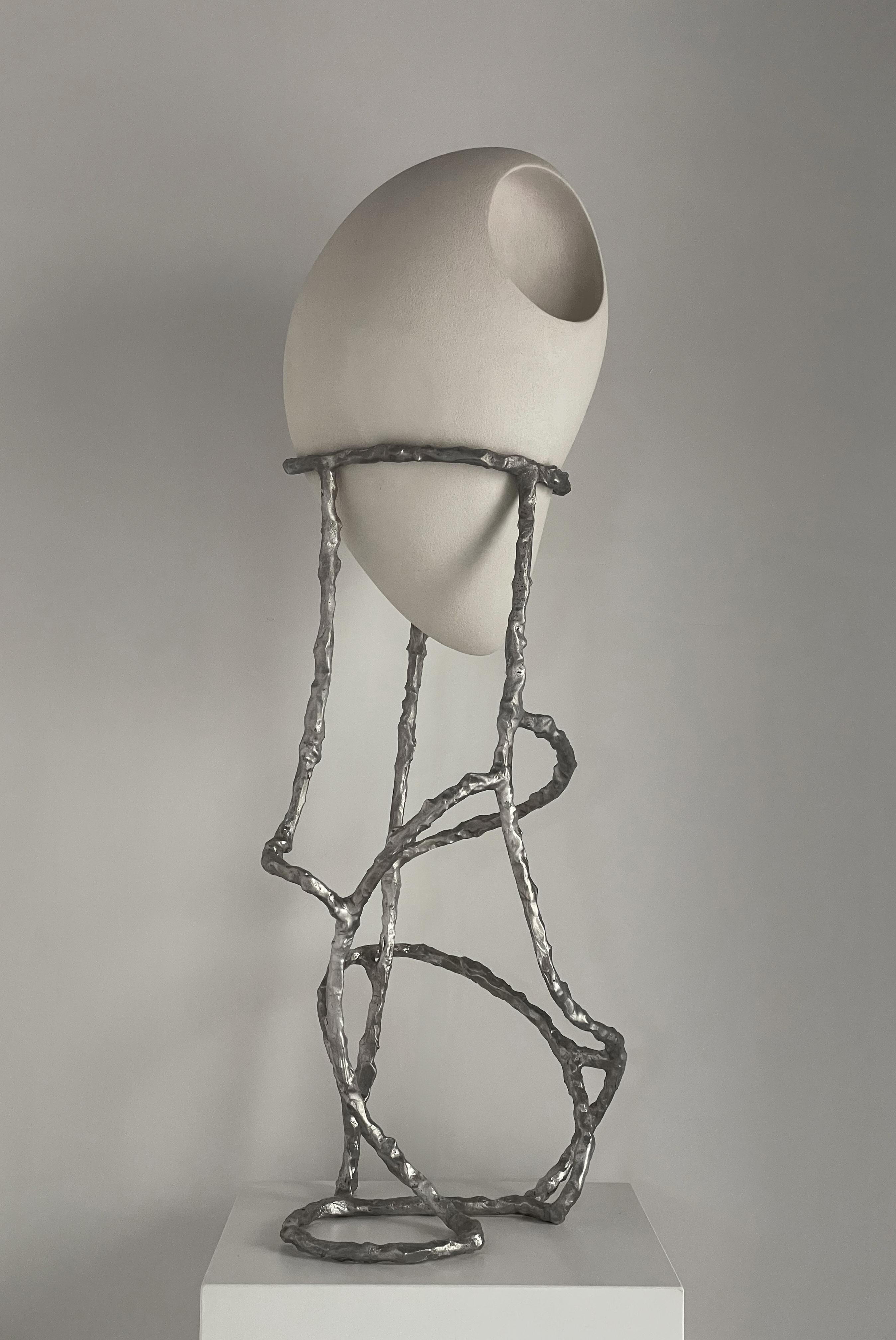 Nomad III:01 - Lampada da tavolo in gres bianco e alluminio di Sofia Karnukaeva In condizioni Nuovo in vendita a Geneve, CH