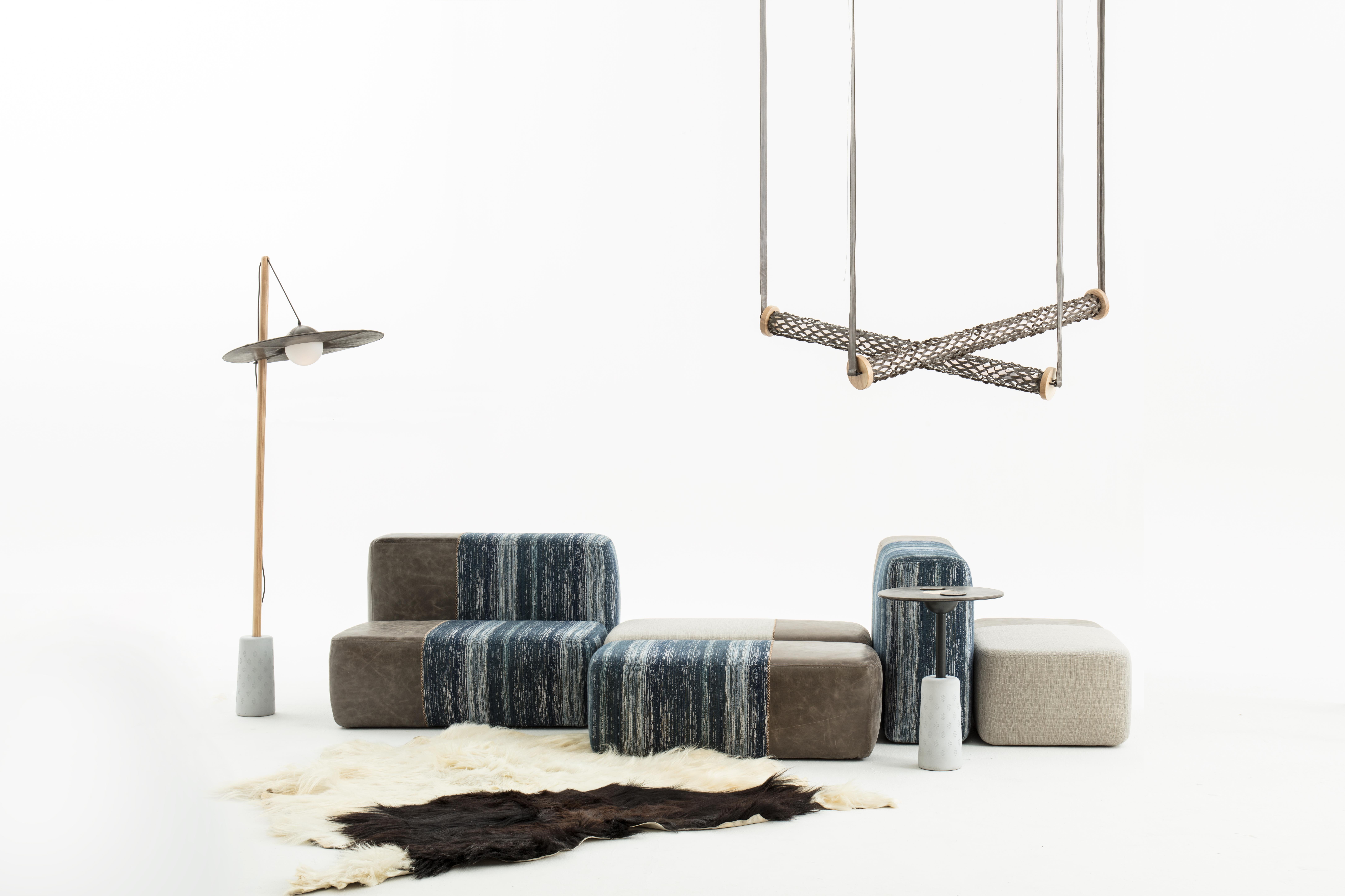 Hand-Crafted Nomad Mesh Lamp in Yak Leather  KVN x Matsu Nomadic Series by Joeri Reynaert For Sale