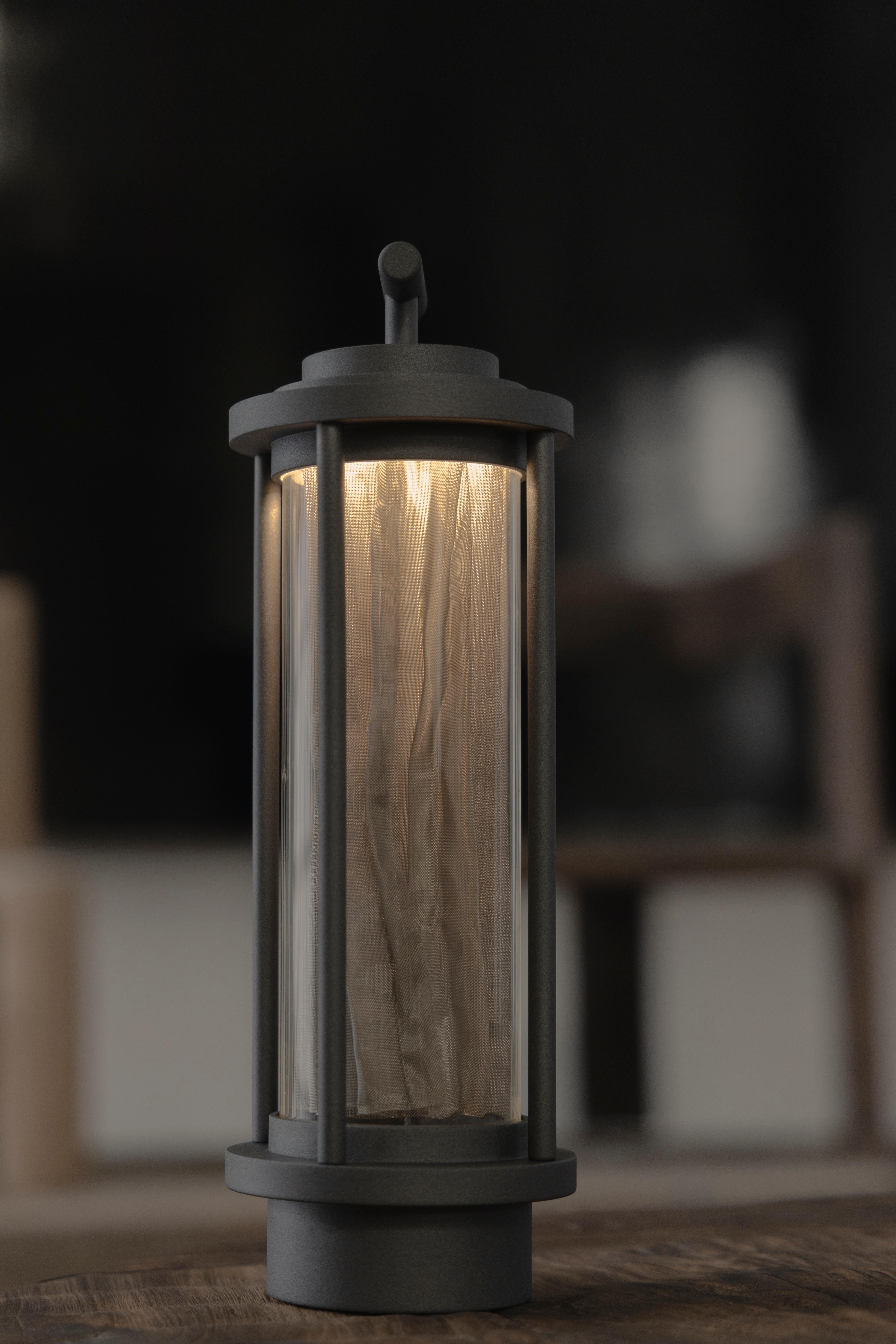 Modern Nòmada Portable & Rechargeable Table Light with Steel Mesh by Nuumbra For Sale