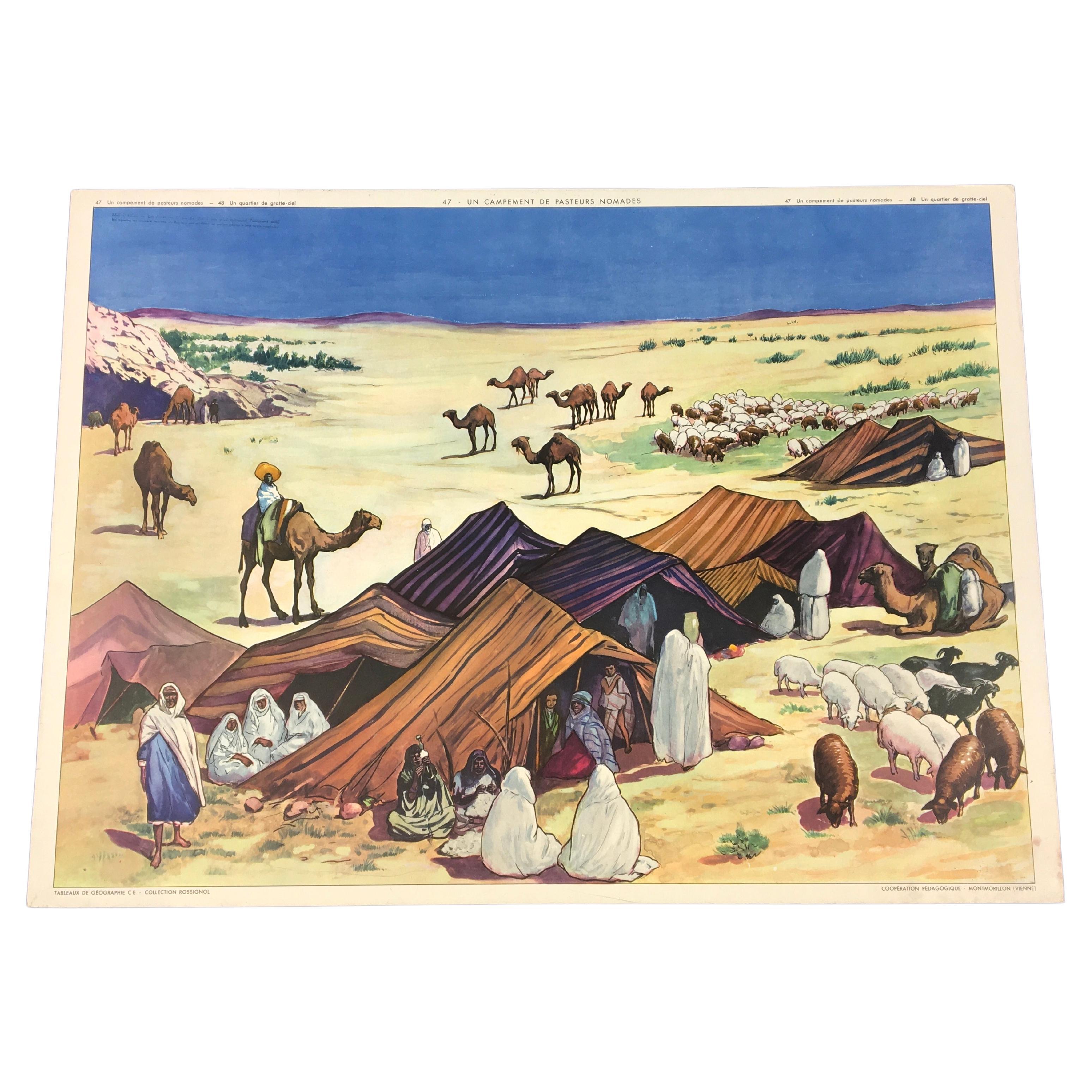 Nomadic Camp School Poster by Rossignol, France For Sale