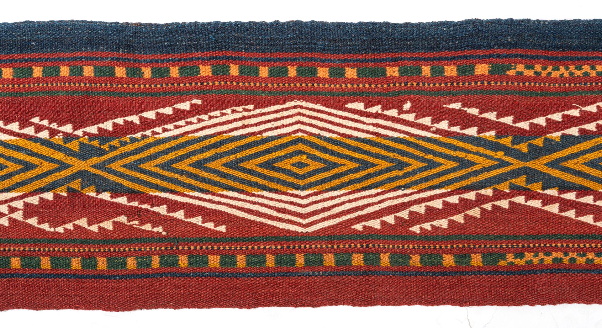 Wool Nomadic Old Afghan Carpet Strips For Sale