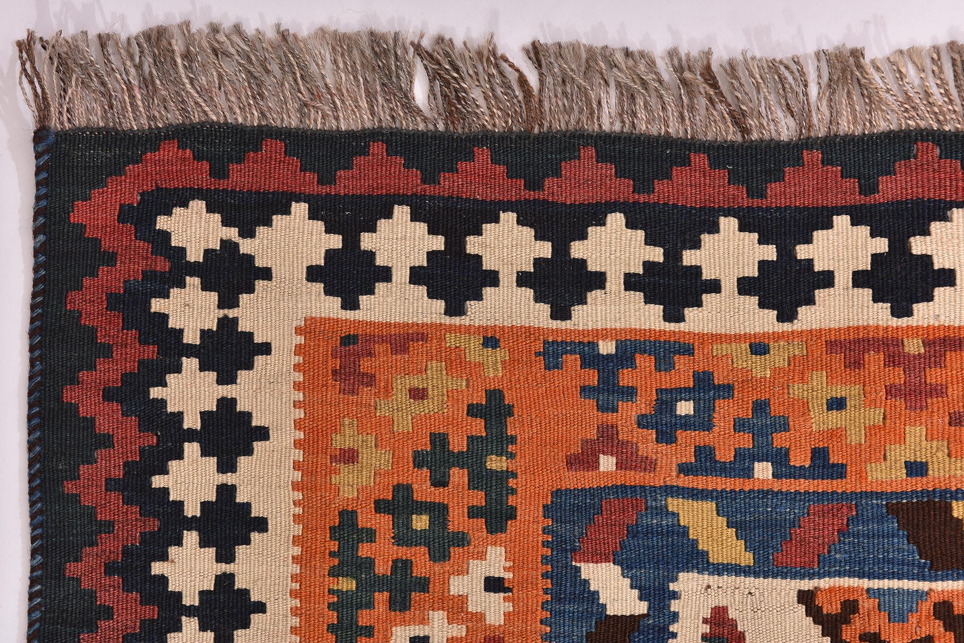 Hand-Woven Nomadic Oriental Kilim  For Sale