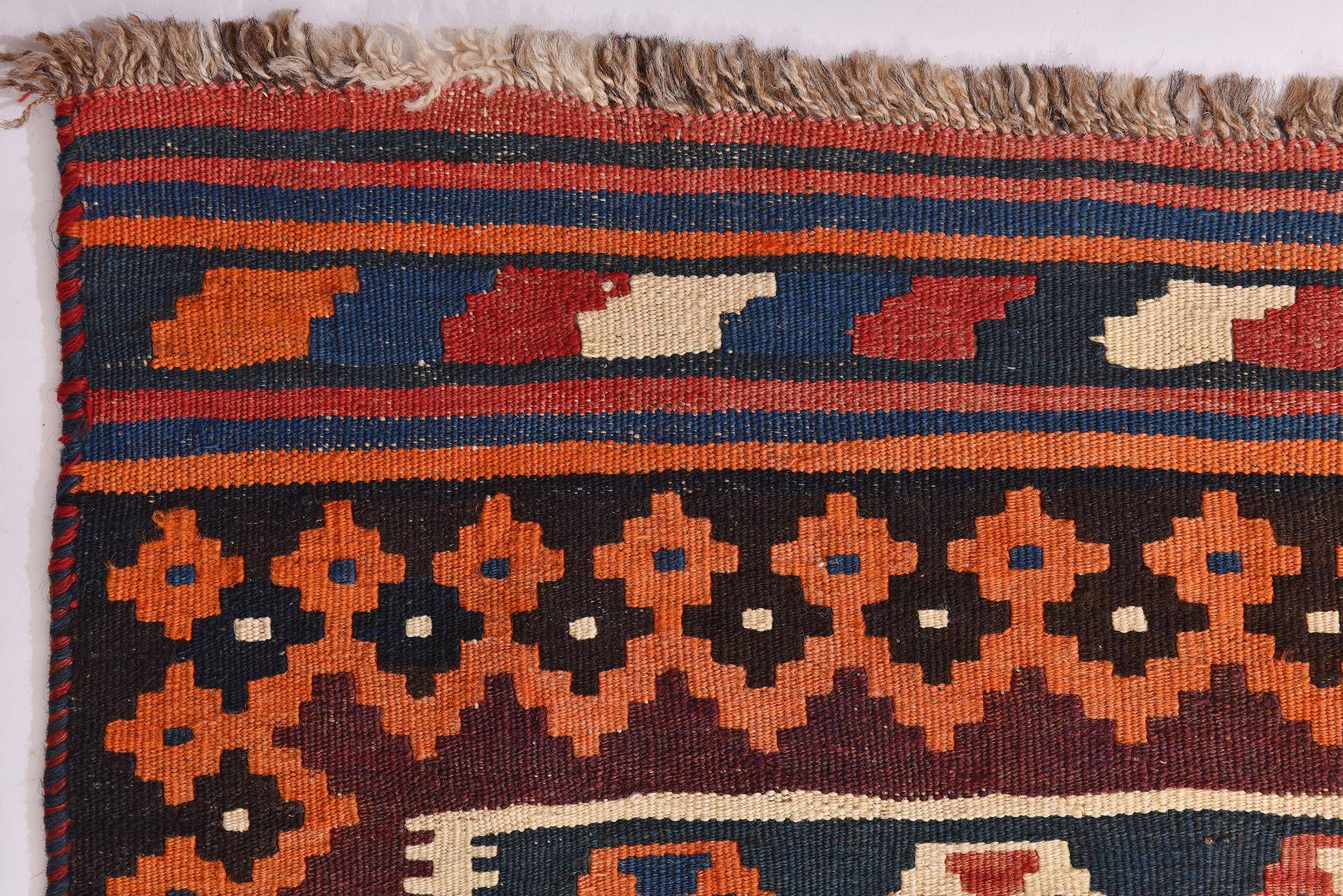 Hand-Woven Nomadic Oriental Kilim For Sale