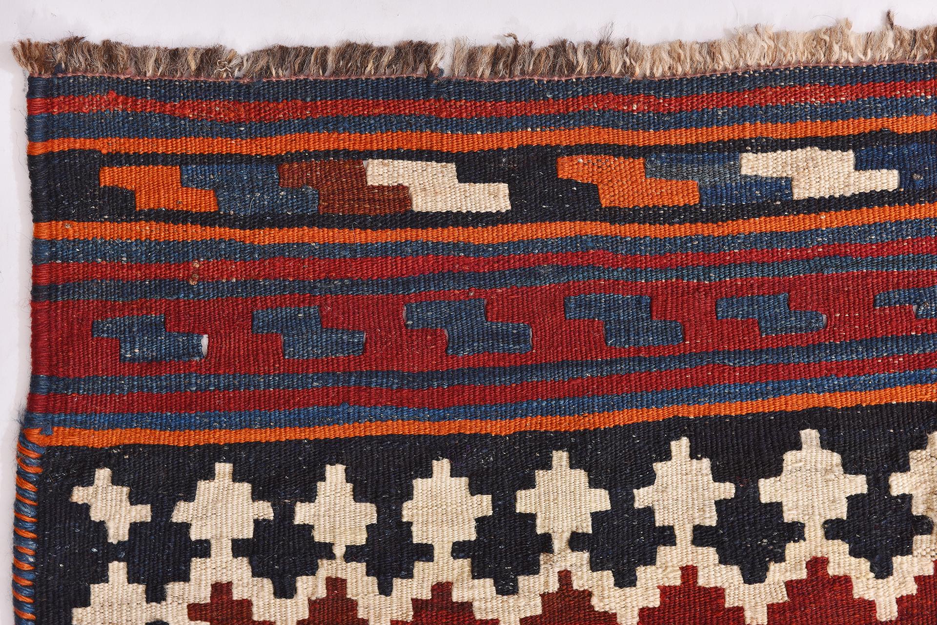 Hand-Woven Nomadic Oriental Kilim For Sale