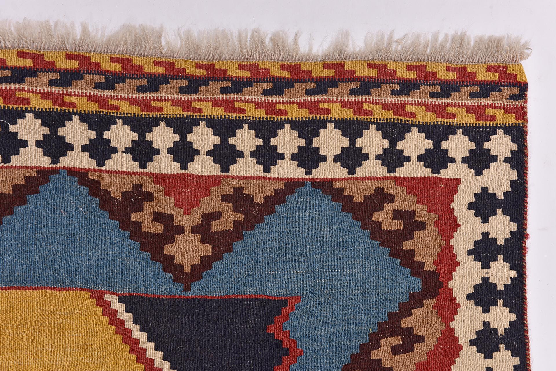 Hand-Woven Nomadic Oriental Kilim  For Sale