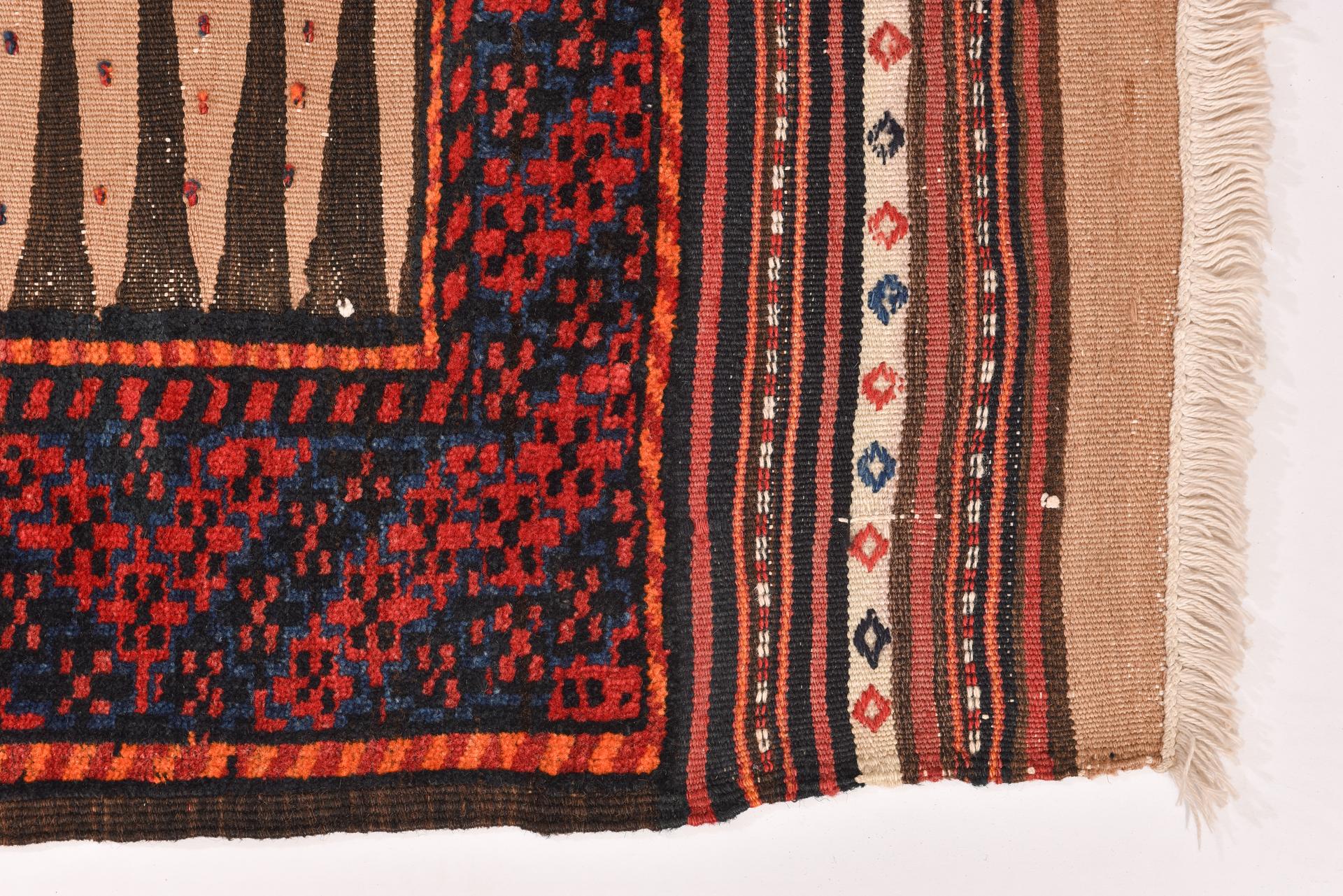 20th Century Nomadic Oriental Tablecloth Carpet For Sale