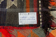 Nomadic Polychrome Flatwave Rug, Hand-Woven Wool, Caucasus, 1950s
