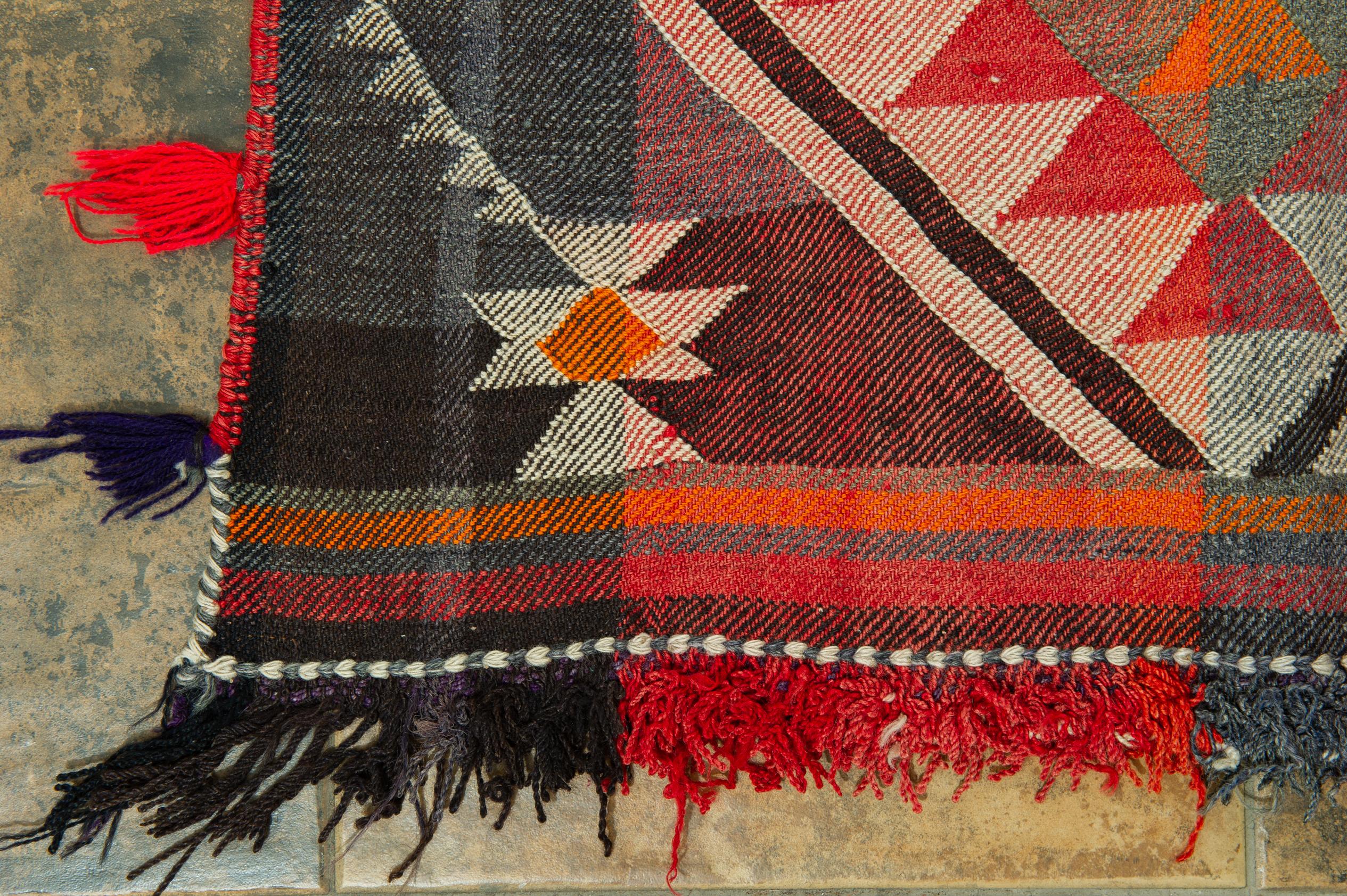 20th Century Nomadic Polychrome Flatwave Rug or Entrance to the Nomad Tent For Sale