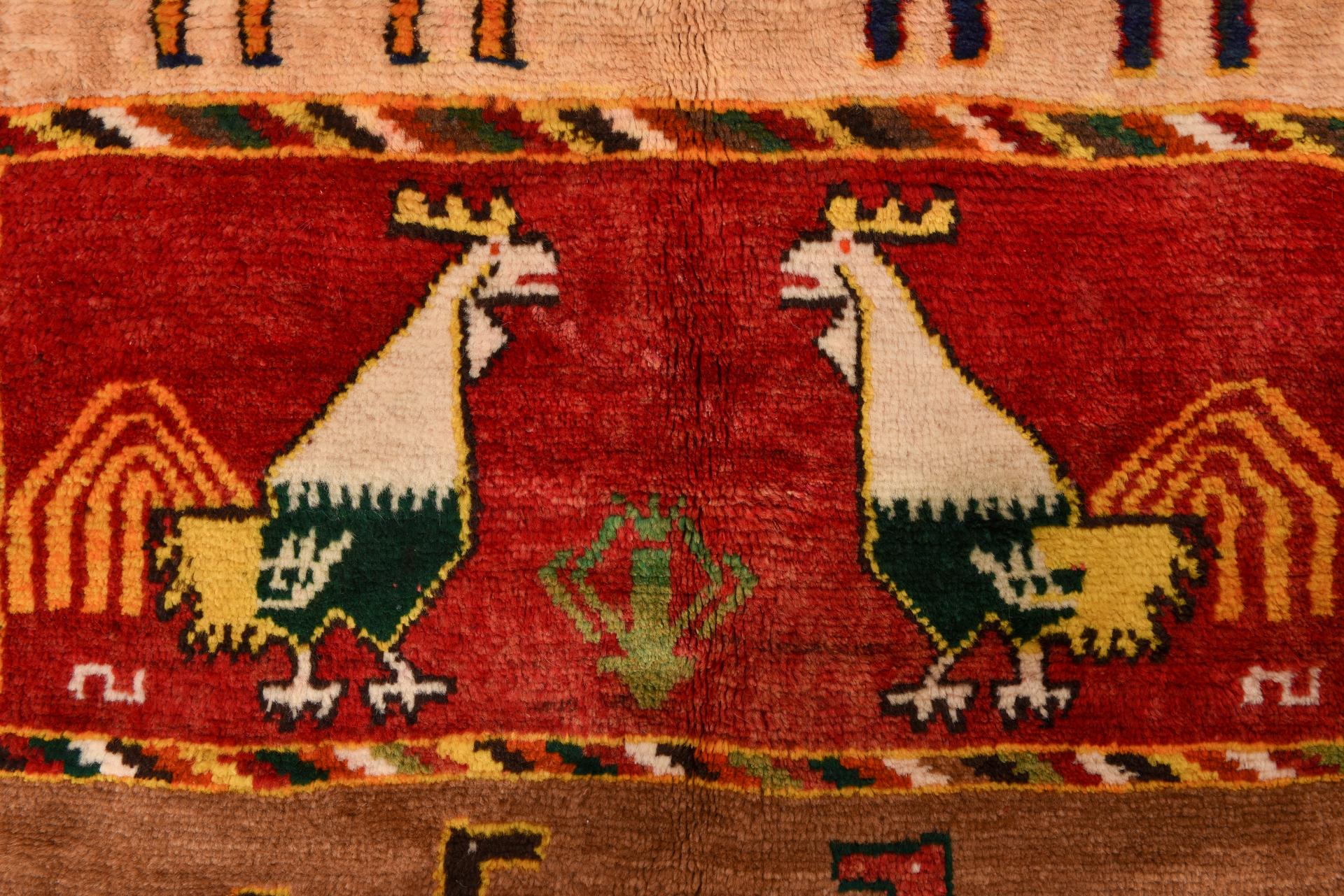 Hand-Knotted Nomadic Rug with Camels and Roosters from My Private Collection For Sale