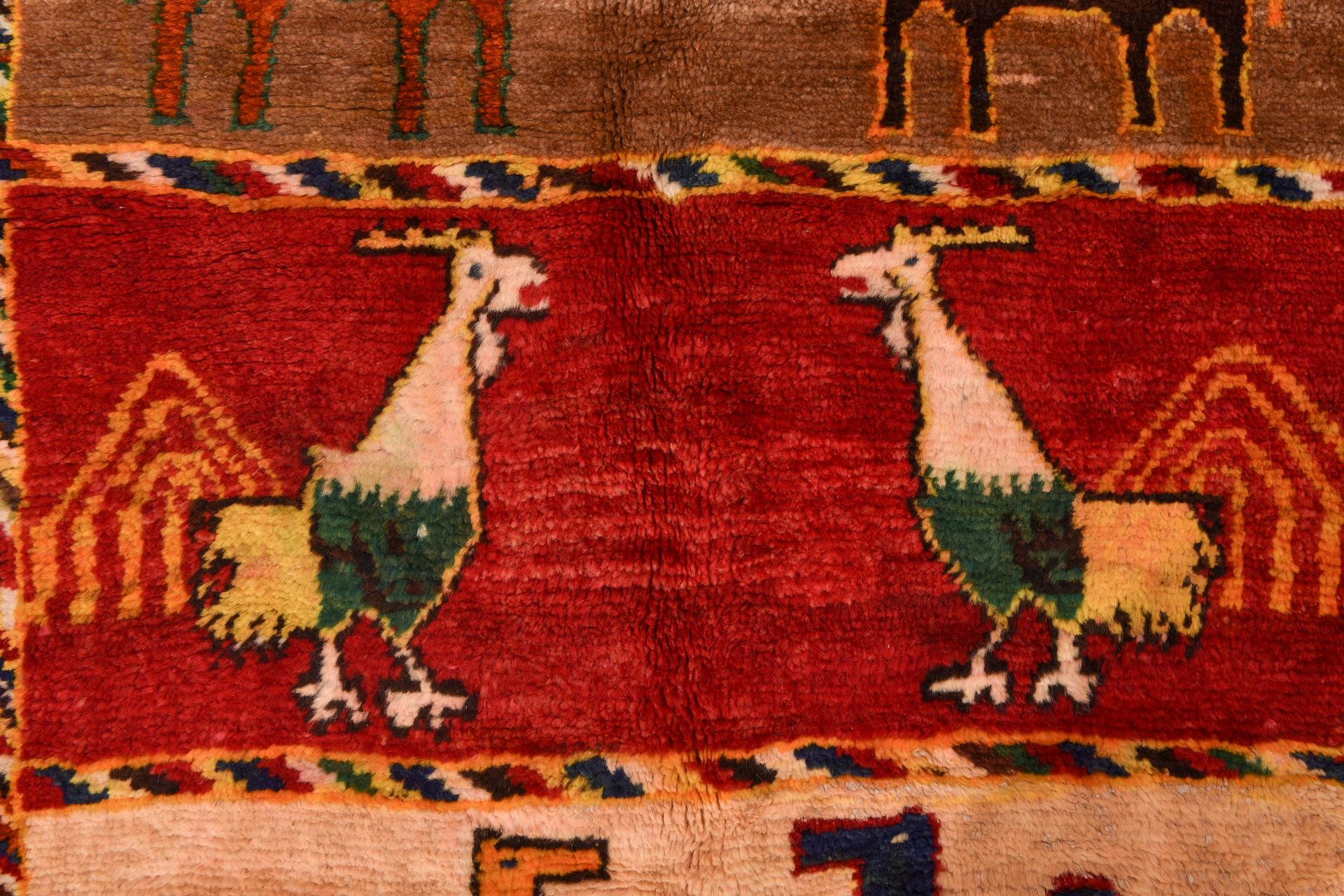 20th Century Nomadic Rug with Camels and Roosters from My Private Collection For Sale