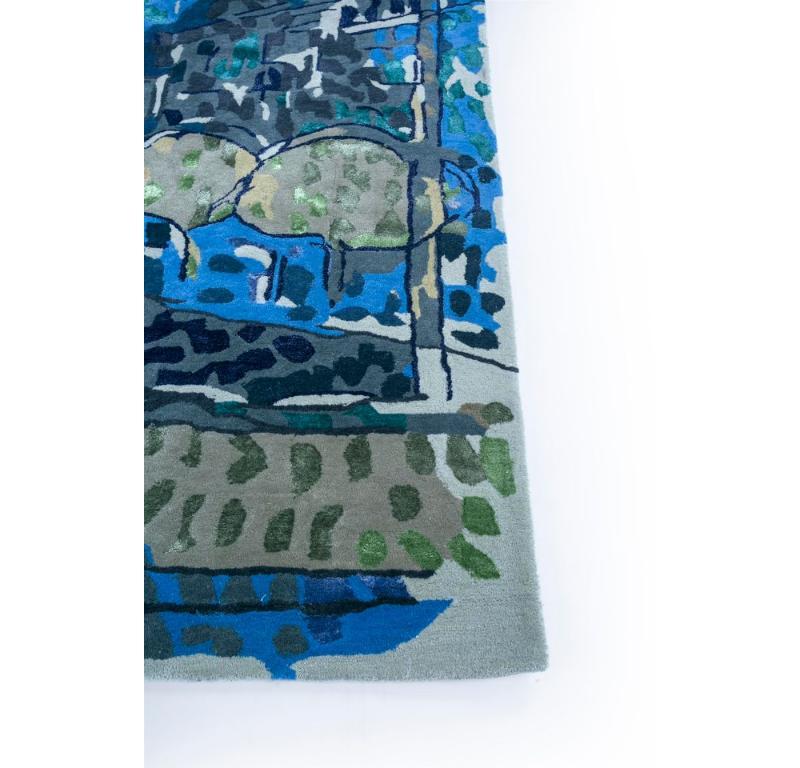 Modern Nomad's Dream Sky Blue & Golden Apricot 150x240 cm Hand Tufted Rug For Sale