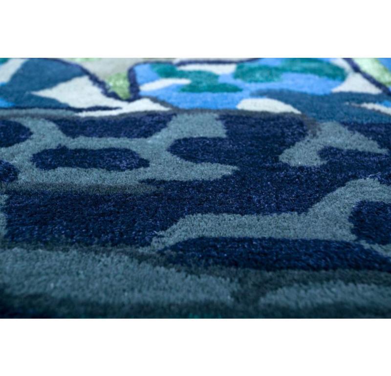 Indian Nomad's Dream Sky Blue & Golden Apricot 150x240 cm Hand Tufted Rug For Sale