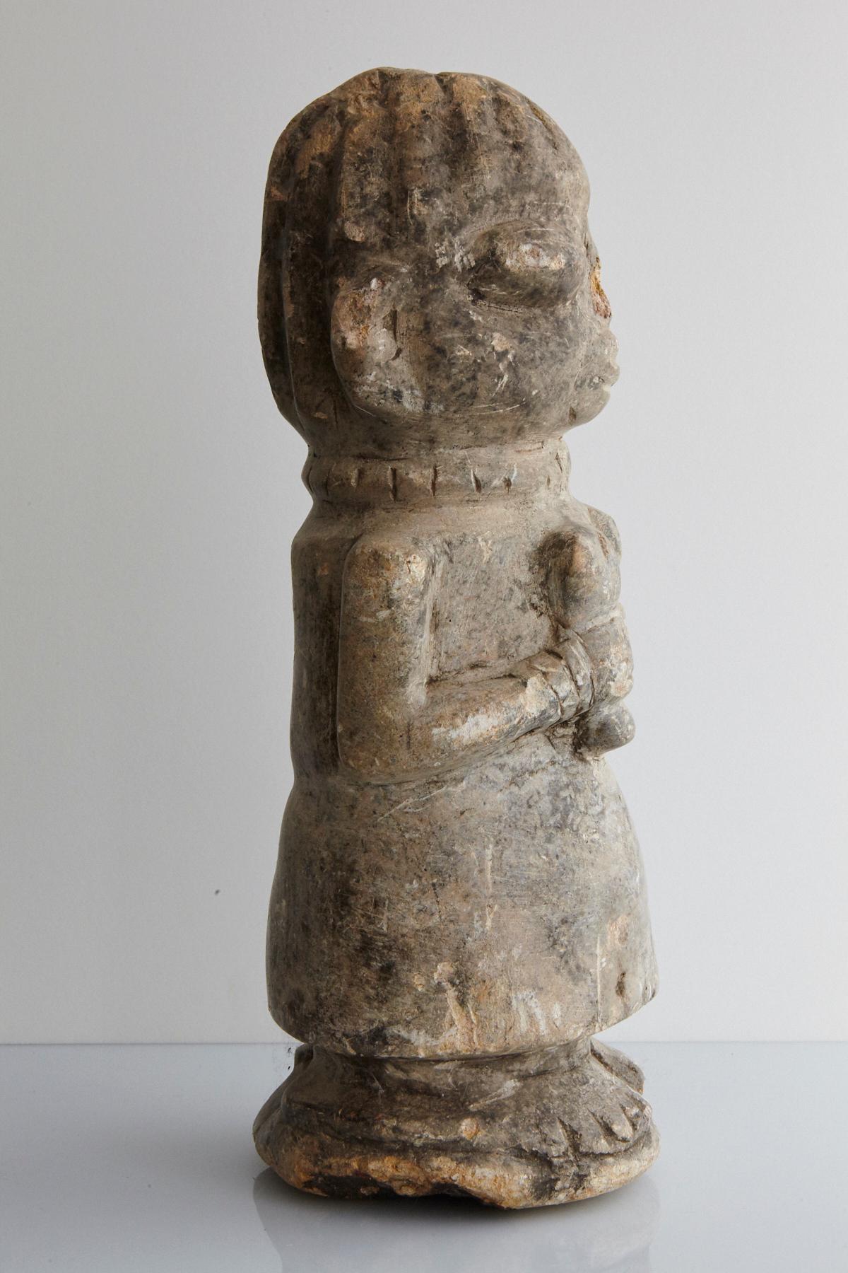 Hand-Carved Nomoli - Carved Stone Figurine, Kissi People, Sierra Leone, 19th Century For Sale