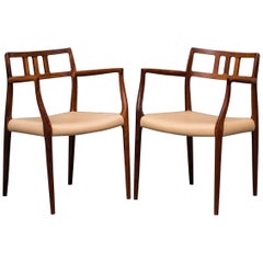 N.O.Moller Pair of Lounge Rosewood Chairs, Model 64