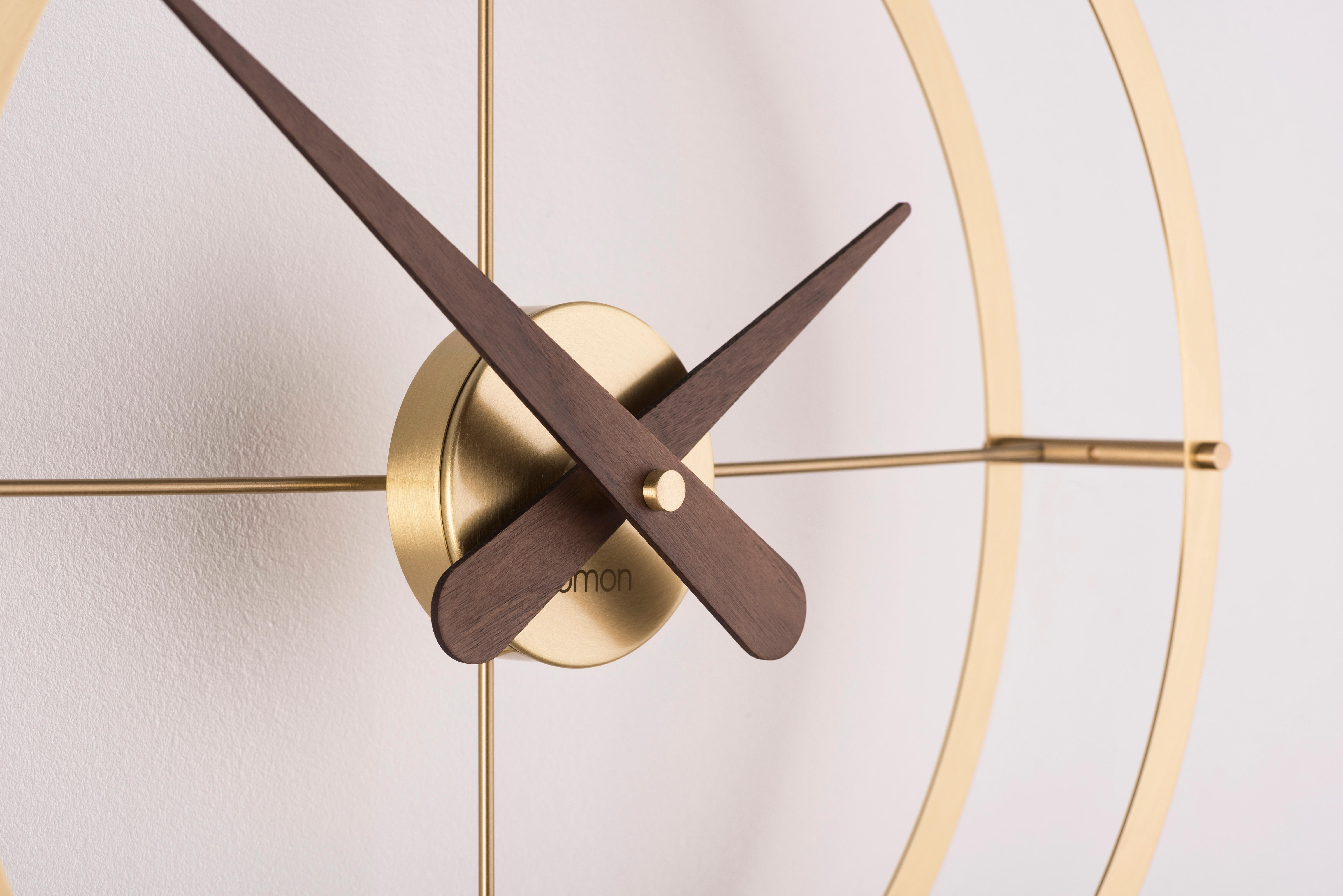 Steel Nomon Dos Puntos Premium Gold Wall Clock By Jose Maria Reina For Sale