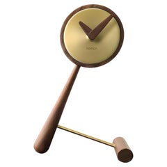 Nomon Mini Puntero G Table Clock in Brass & Walnut, Modern Design Nomon Mini Puntero G Table Clock in Brass & Walnut, Modern Design