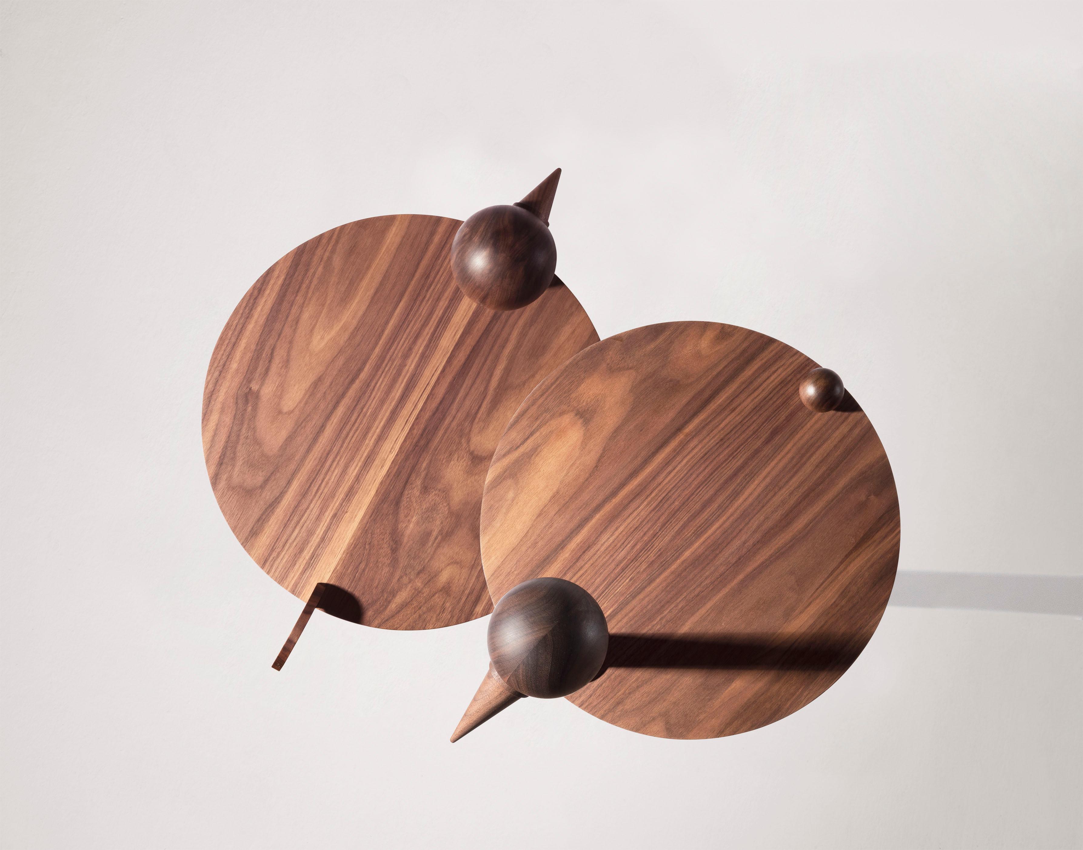 Walnut Nomon Rara Avis Side Tables by Mermelada Estudio For Sale
