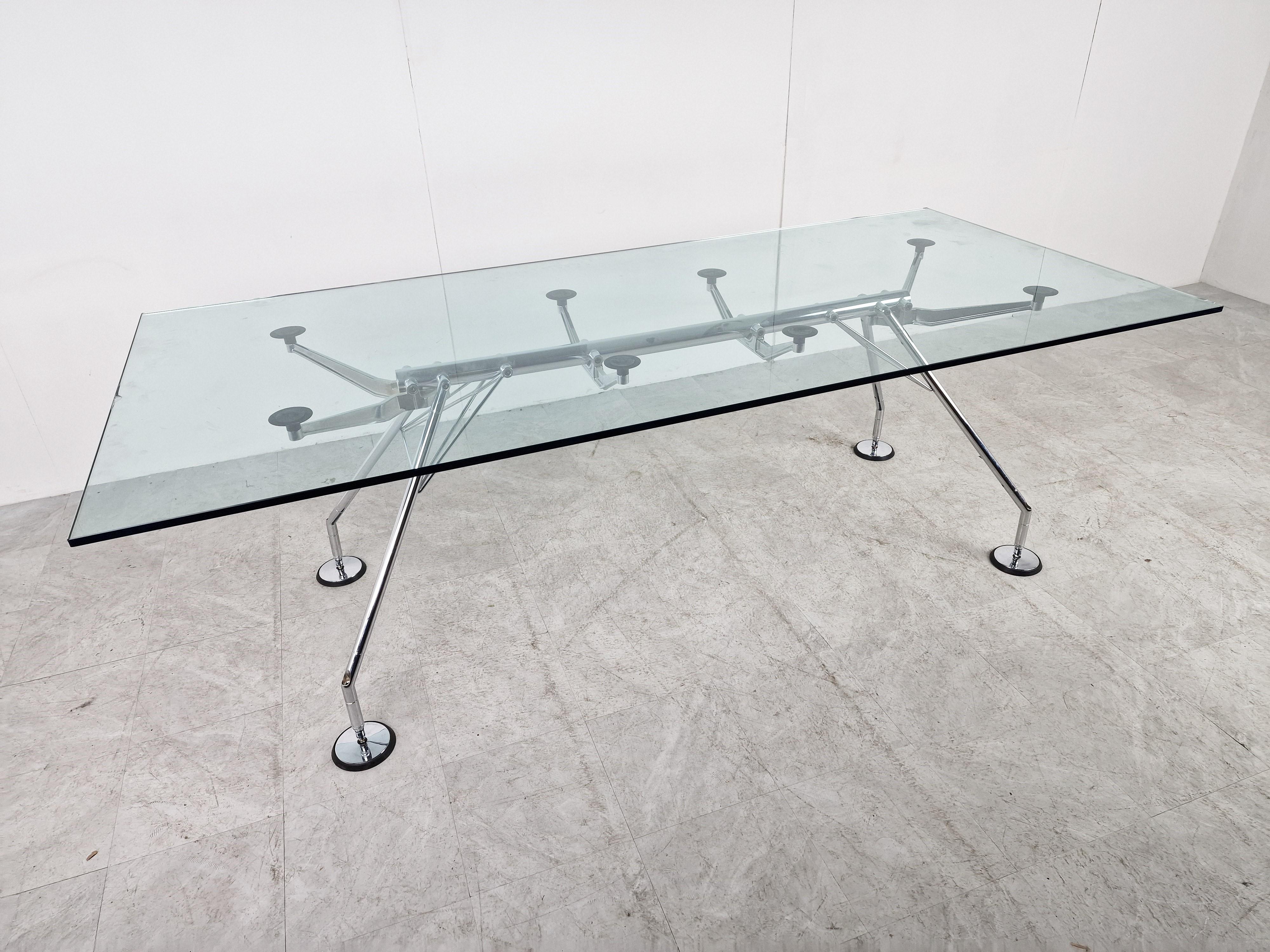 Glass Nomos Dining Table by Norman Foster for Tecno, 1980s