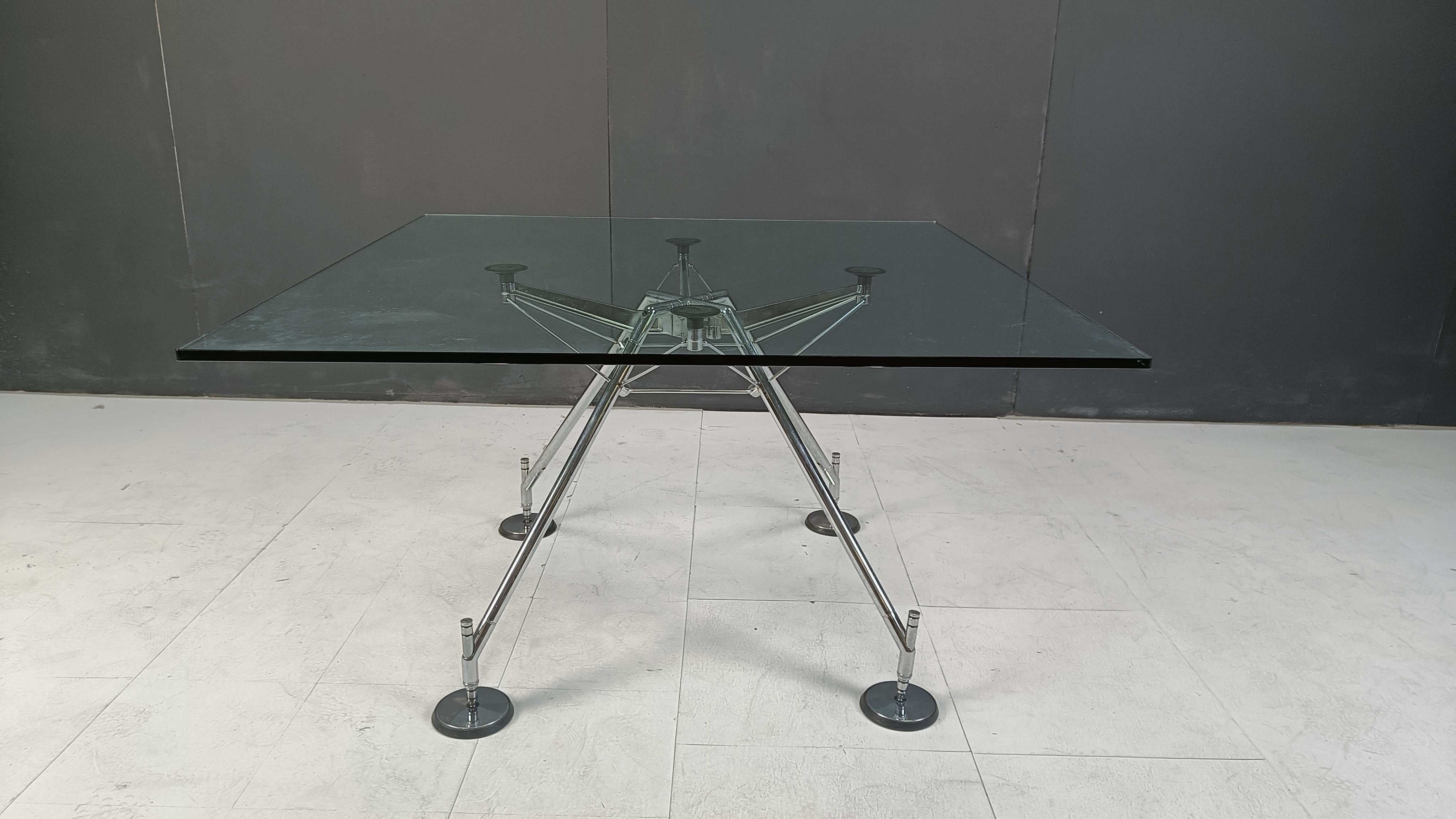 Glass Nomos Dining Table by Norman Foster for Tecno, 1990s