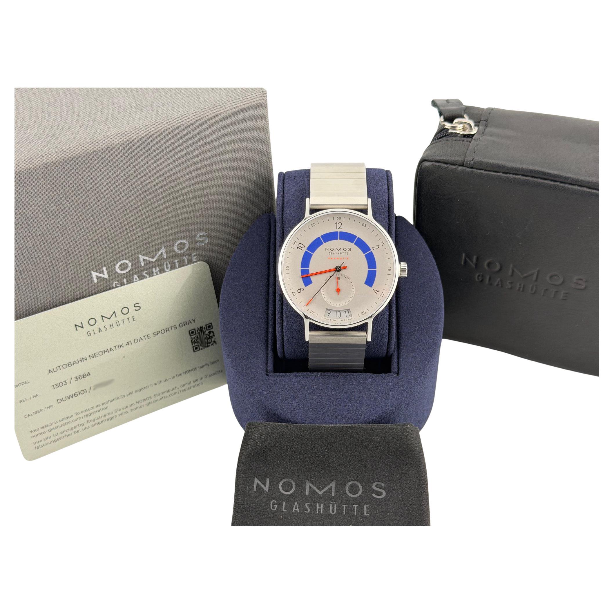 NOMOS Glashütte Autobahn Neomatik 41 1303 41mm Sport graues Zifferblatt Box Papiere 2023 im Angebot