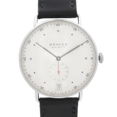Nomos Glashutte Metro 38 Date Steel White Dial Hand Wind Mens Watch 1102