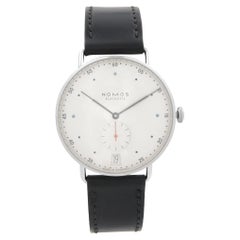 Nomos Glashutte Metro 38 Date Steel White Dial Hand Wind Mens Watch 1102