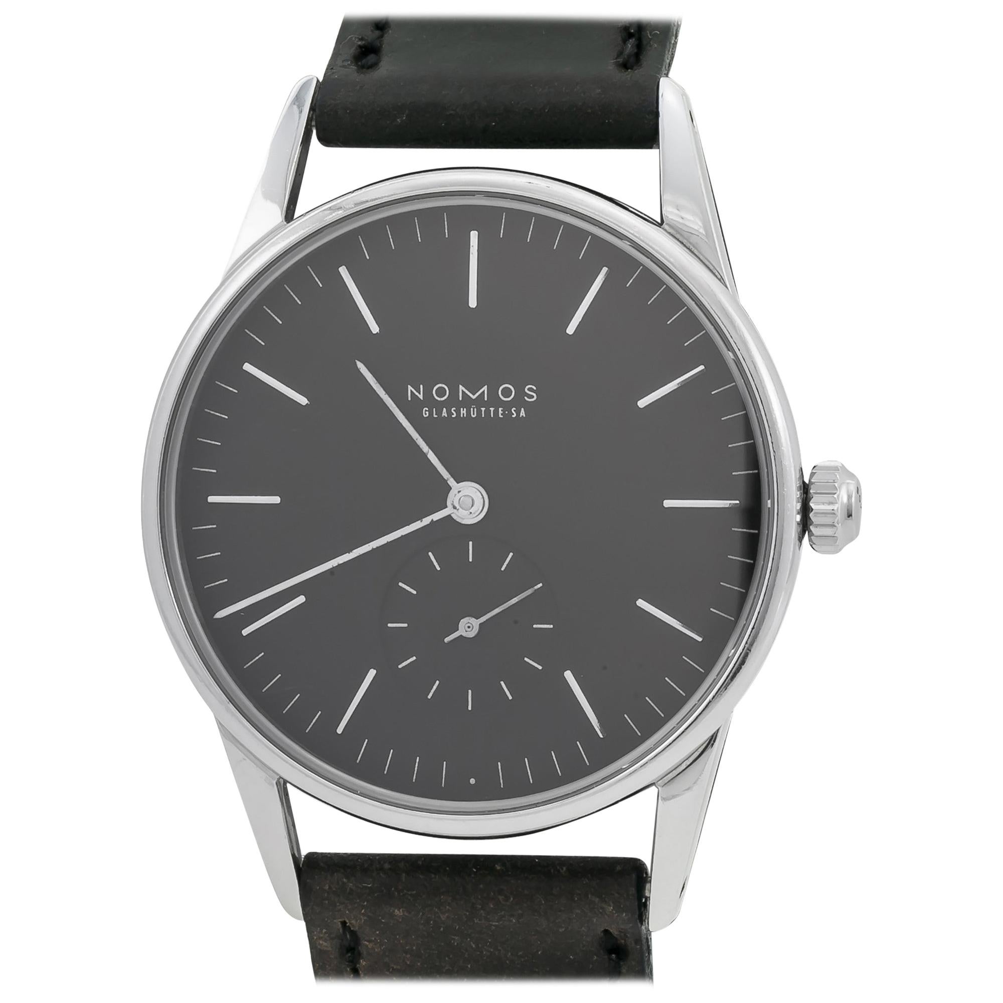 NOMOS Glashutte Orion 326 Stainless Exhibition Case Back Men's Watch For Sale