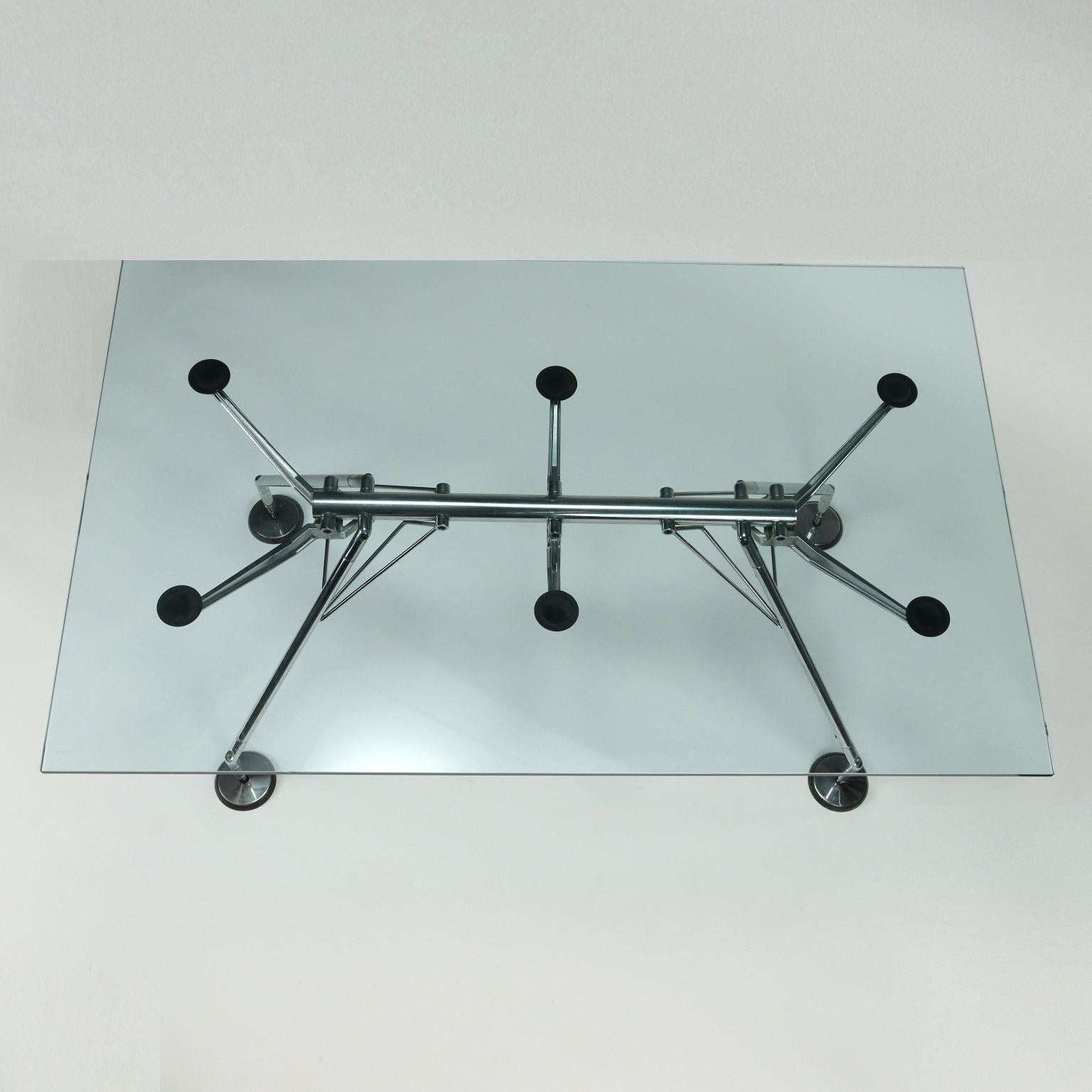 Mid-Century Modern Nomos Table by Tecno Metal Glass Italy 1990s