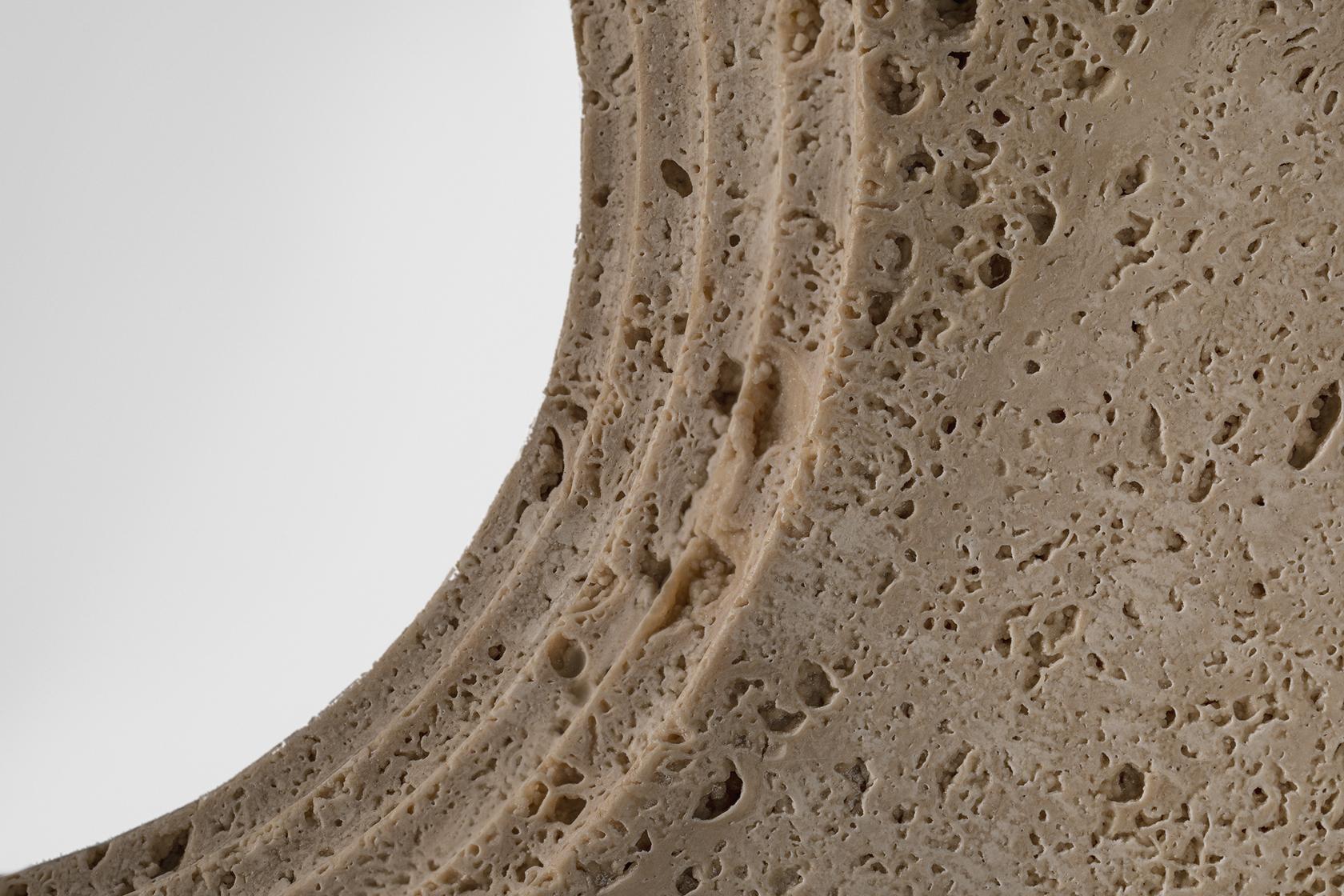 Italian Table/floor lamp Nomos - travertine marble, leather, glass For Sale