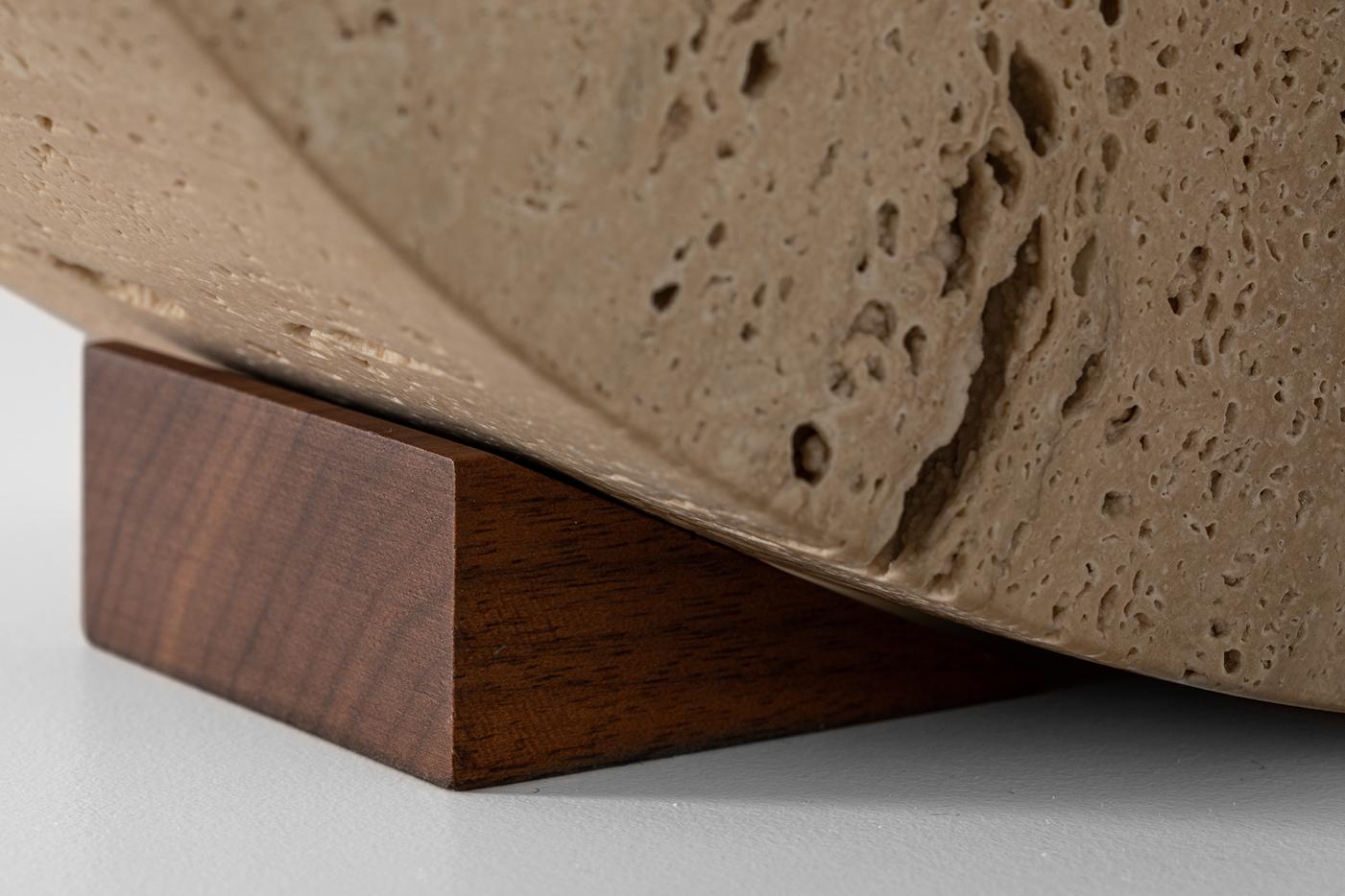Table/floor lamp Nomos - travertine marble, leather, glass For Sale 3