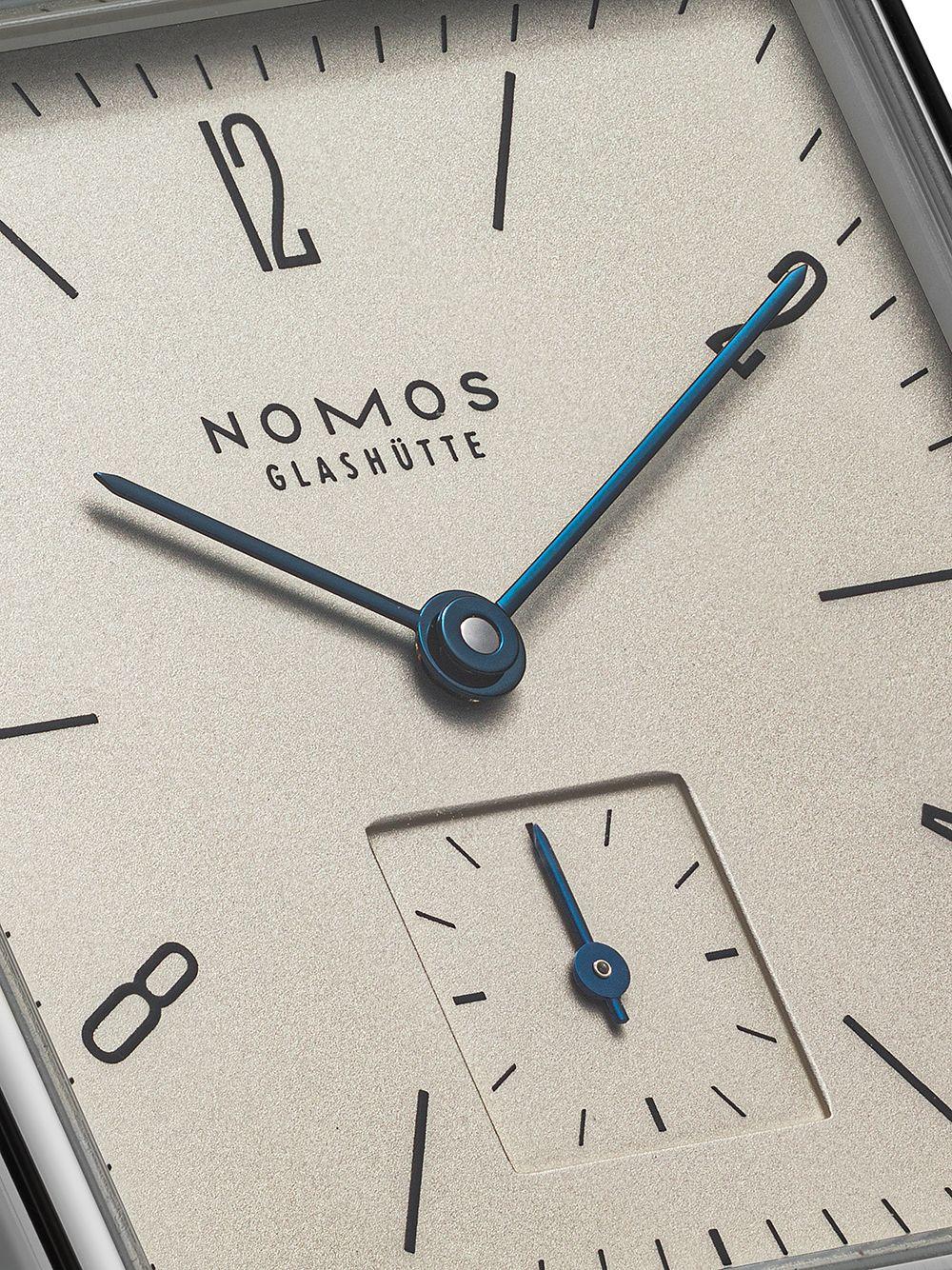 

Composition
100% Horse Leather. 100% Stainless Steel. Sapphire Crystal 100%
Maximum Length Of Suspender 18 cm
Brace Length 15 cm
Totally classic, in 29,5 by 29,5 millimeters. Manual winding and finesse, with only 6.3 millimeters thick.
Sealing / 3