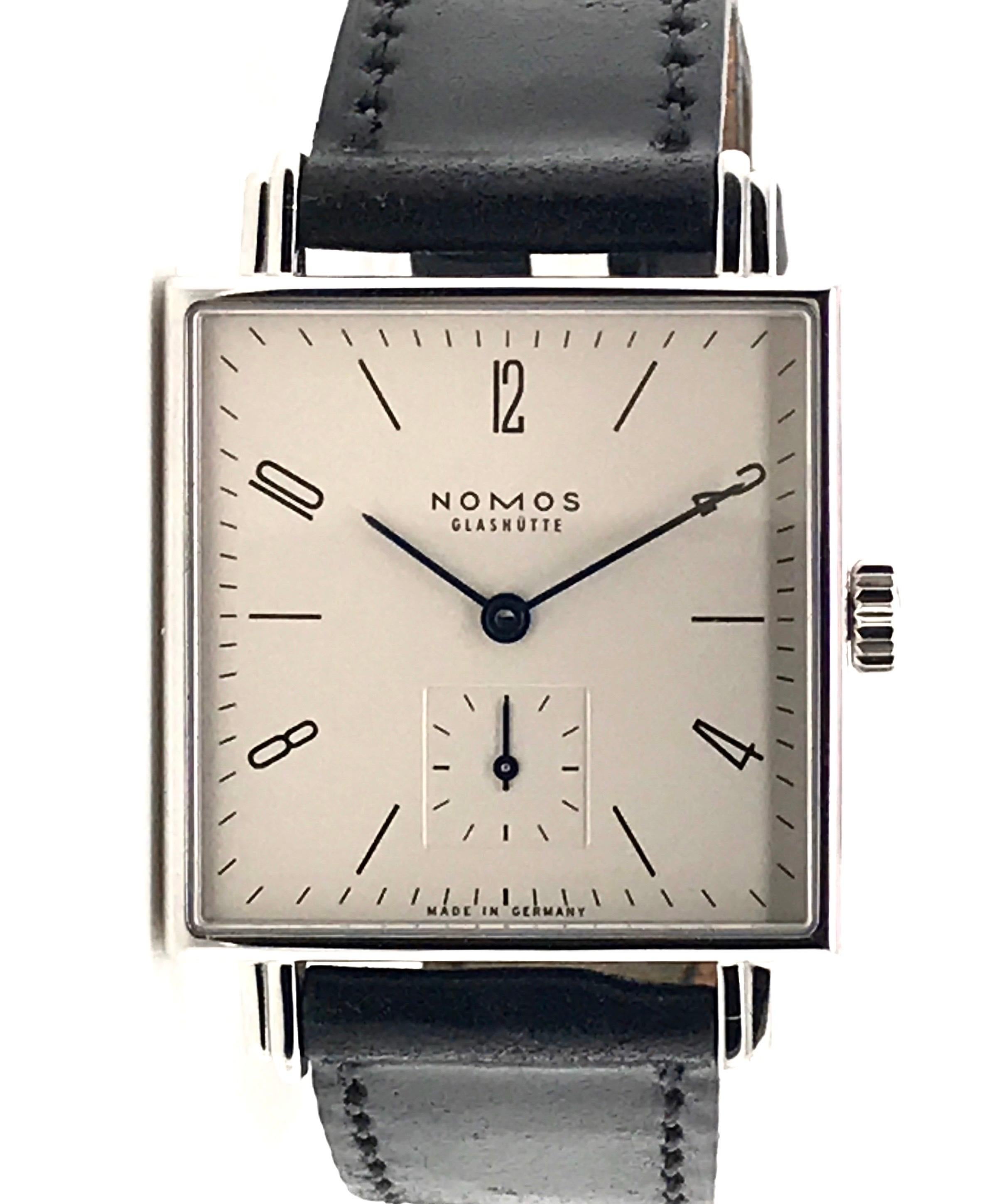 Contemporary Nomos Tetra Glass Black 406 Watches with Black Leather Bracelet