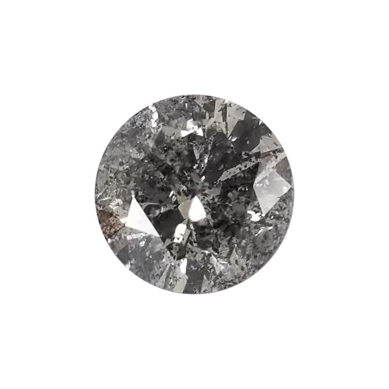 Non Certified Diamond Brilliant 3.01ct Color "G", Clarity I1I2 "Salt n Pepper" at 1stDibs