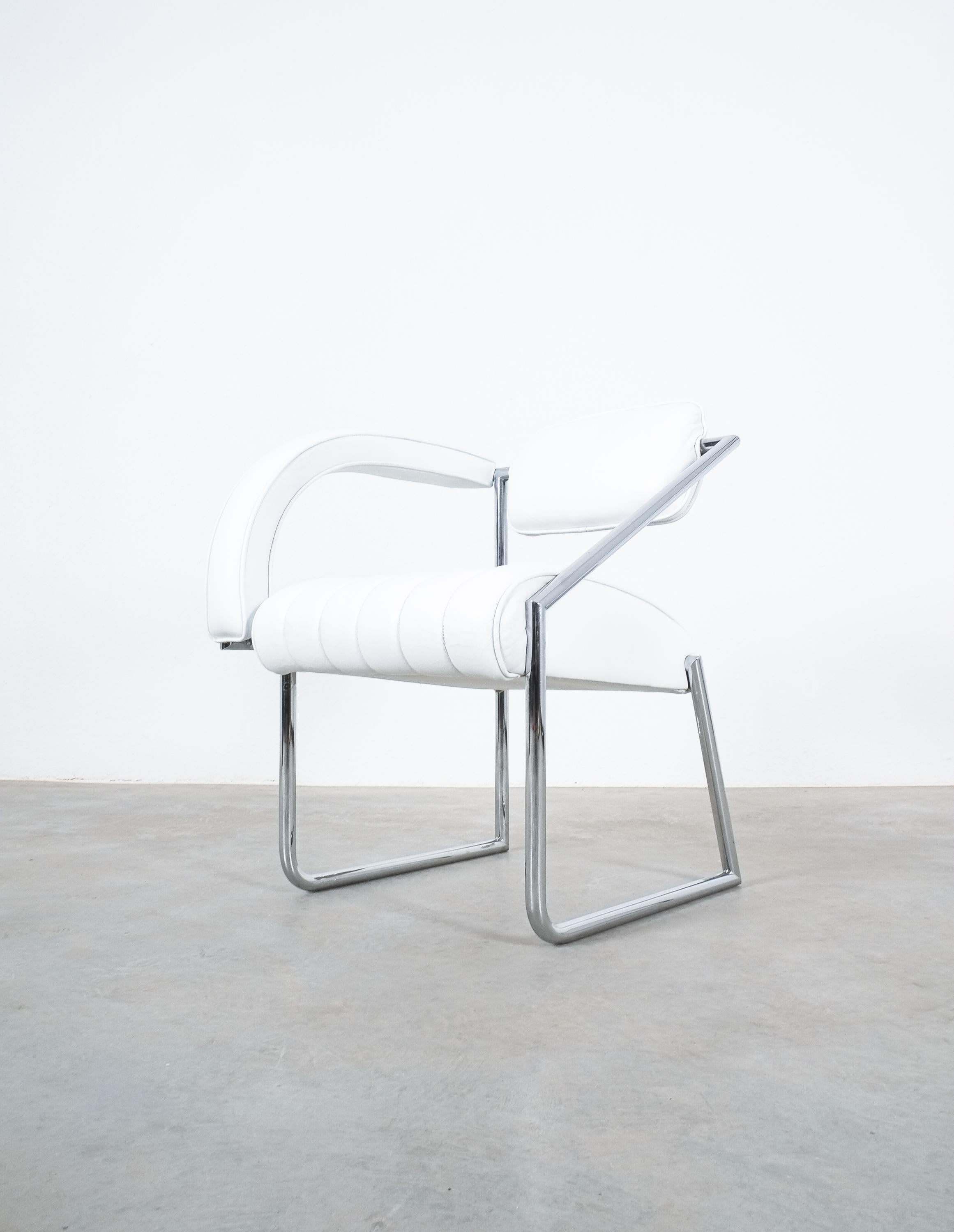 Non Conformist Chair by Eileen Gray, Designed 1926, Chrome White Leather 4