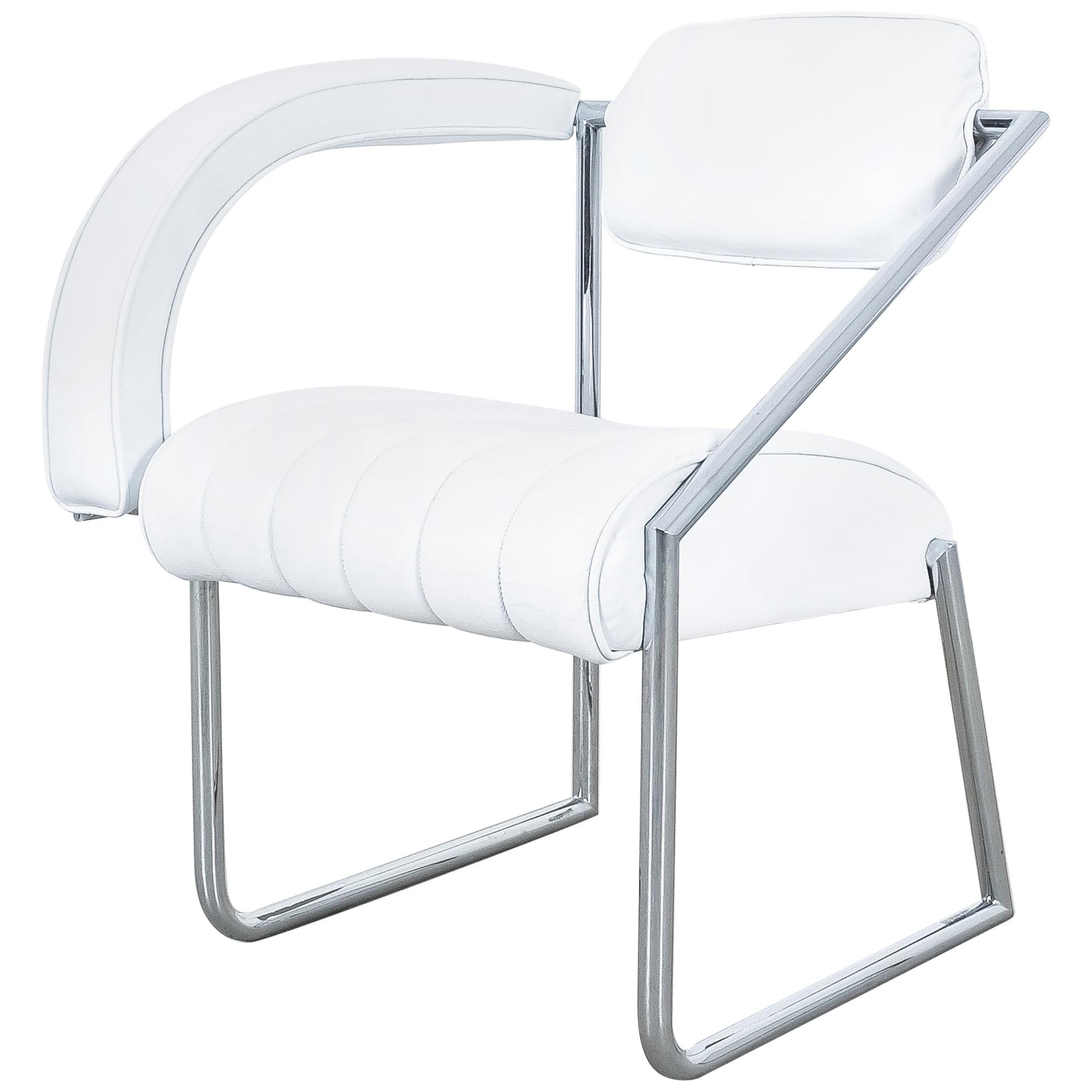Non Conformist Chair by Eileen Gray, Designed 1926, Chrome White Leather