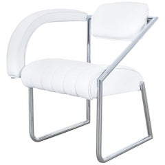 Non Conformist Chair by Eileen Gray, Designed 1926, Chrome White Leather