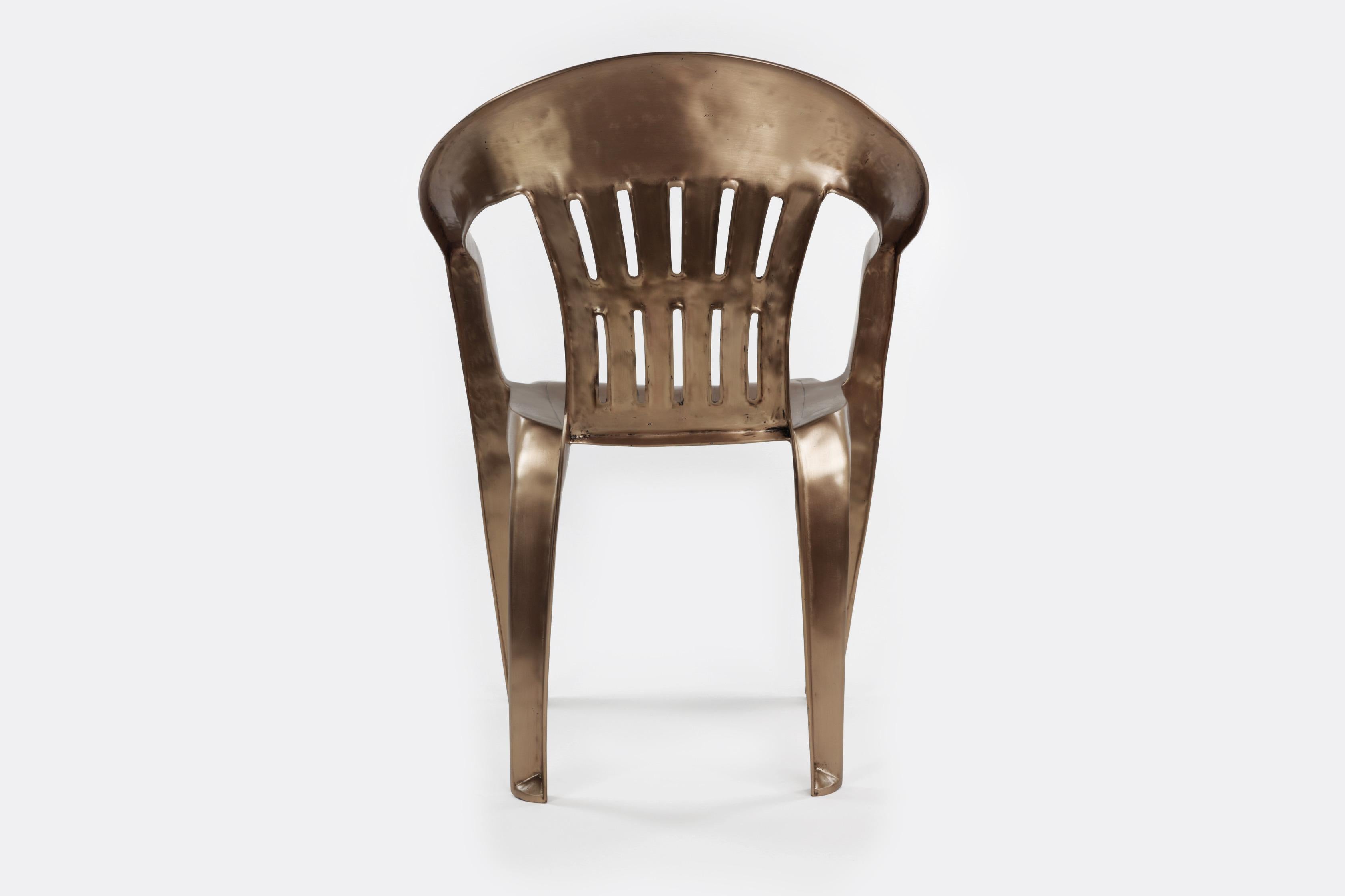 Mid-Century Modern Non-Disposable Disposable Chair in Solid Bronze by Christopher Kreiling For Sale