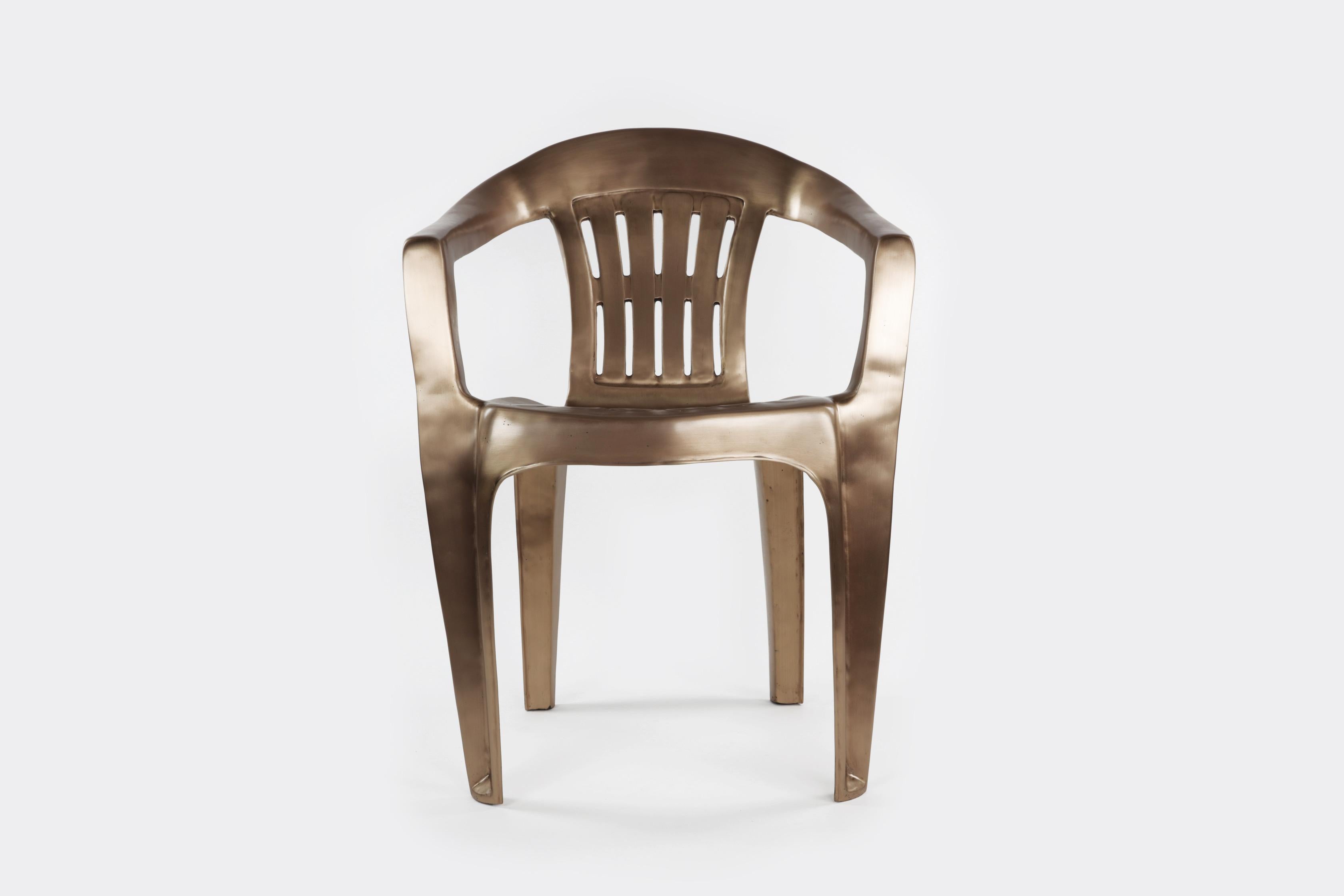 American Non-Disposable Disposable Chair in Solid Bronze by Christopher Kreiling For Sale