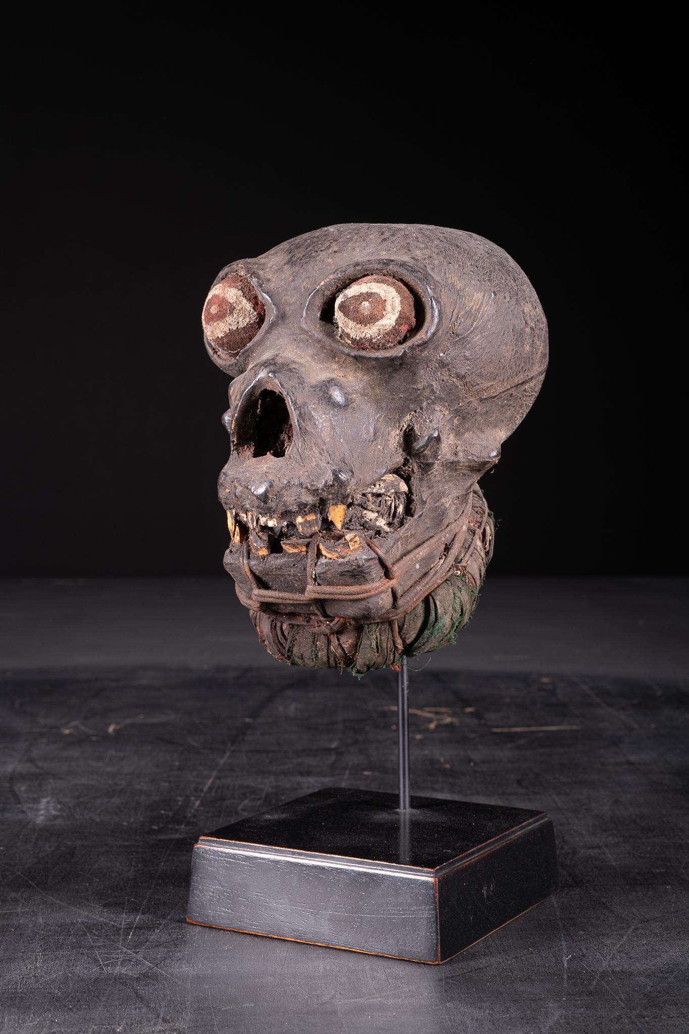 Ceremonial skull made of non- human organic material and of unknown origin.