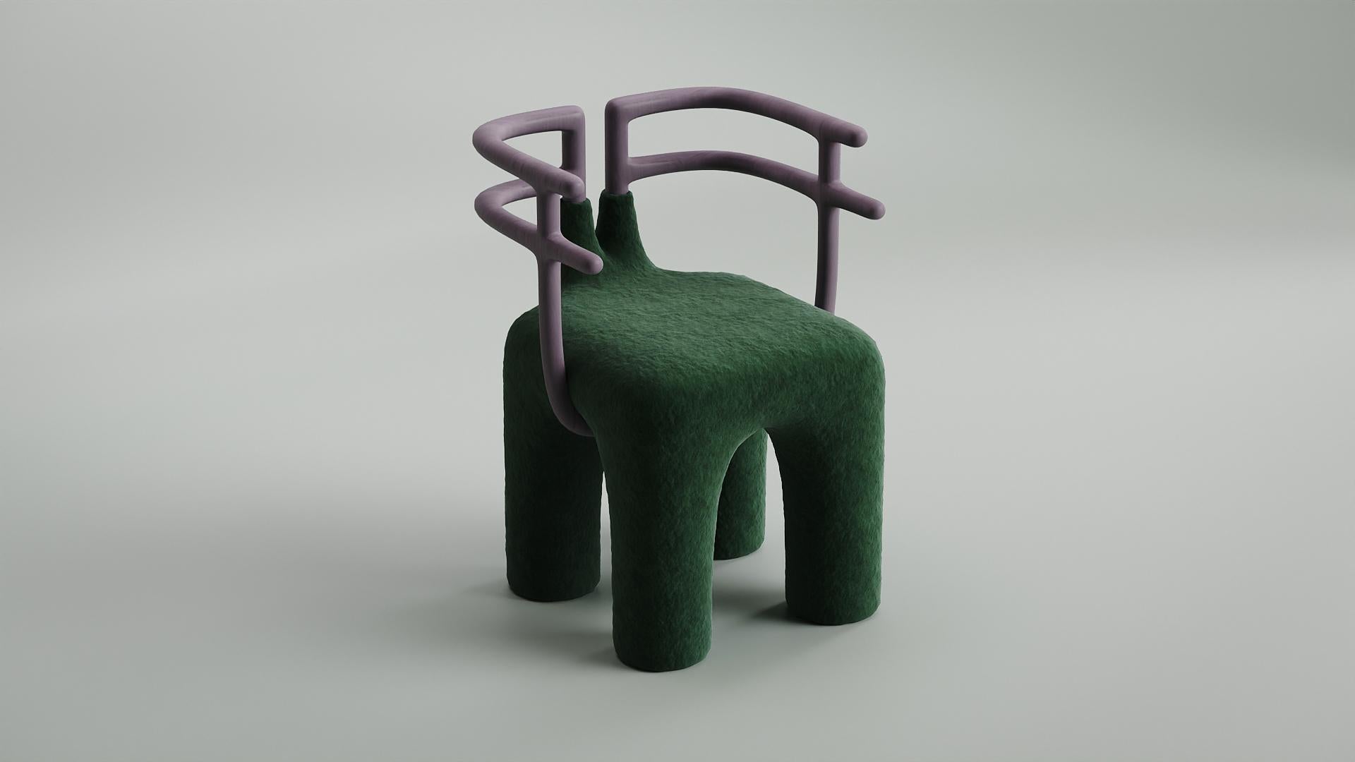 Thai Contemporary Limited Edition Wood & Felt Children's Room Chair Non Hunting Time For Sale