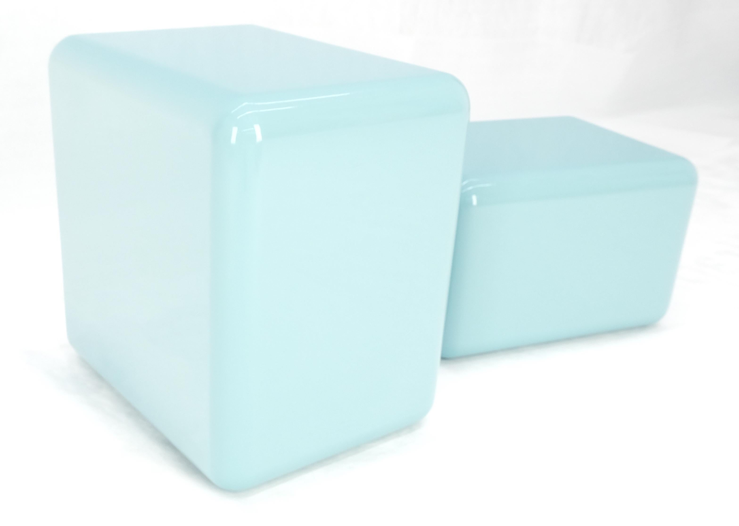 Unknown Non Matching Pair Rounded Edges and Corners Thick Enamel Finish Side End Tables For Sale