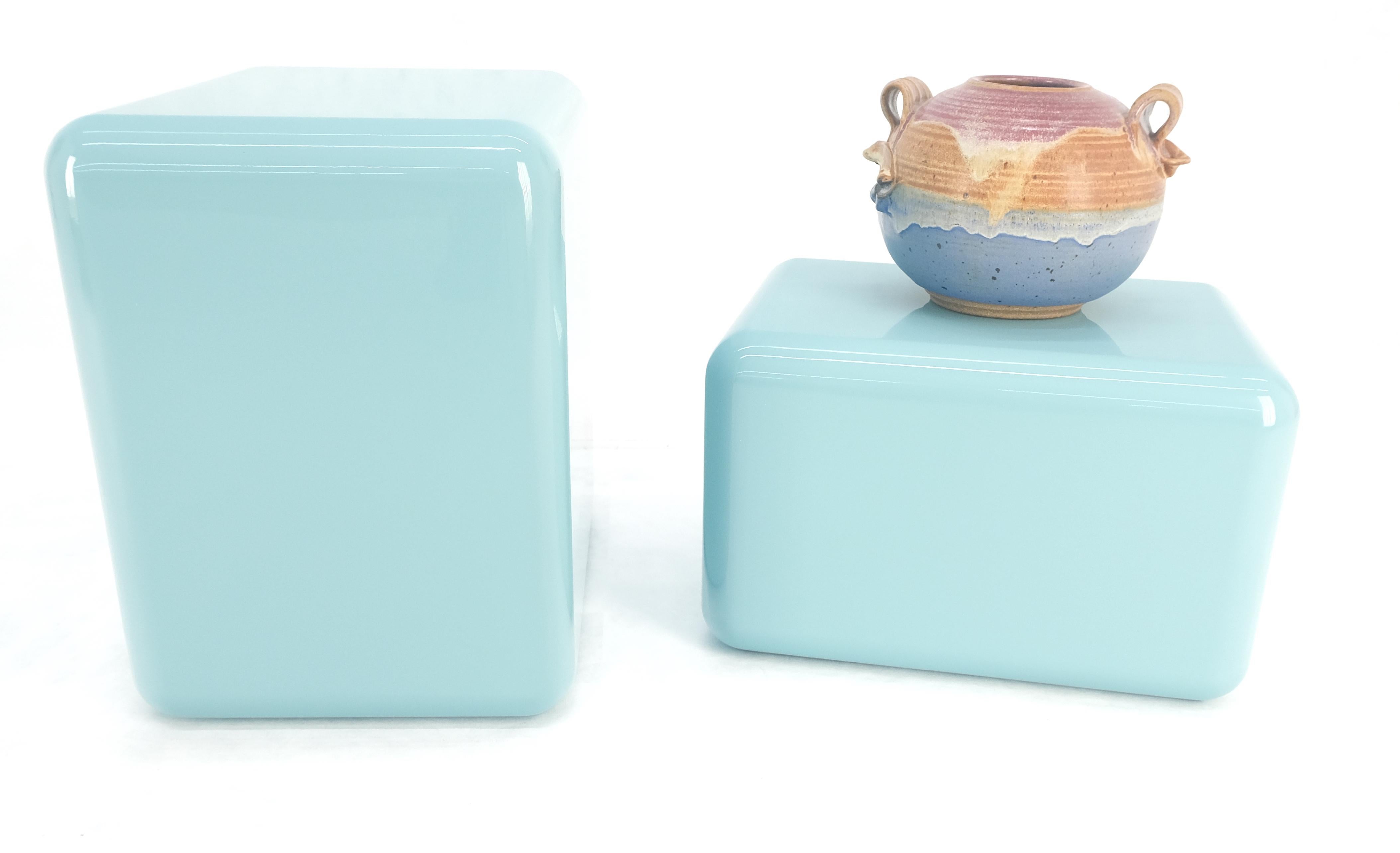 20th Century Non Matching Pair Rounded Edges and Corners Thick Enamel Finish Side End Tables For Sale