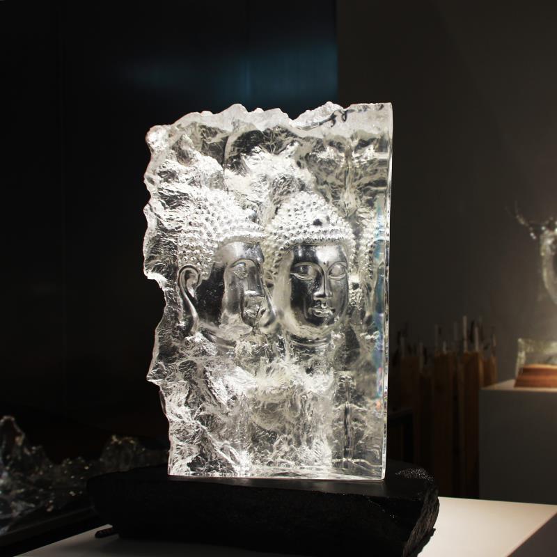 Hand-Crafted Non-objectivity Buddha Crystal Sculpture by Gordon Gu For Sale