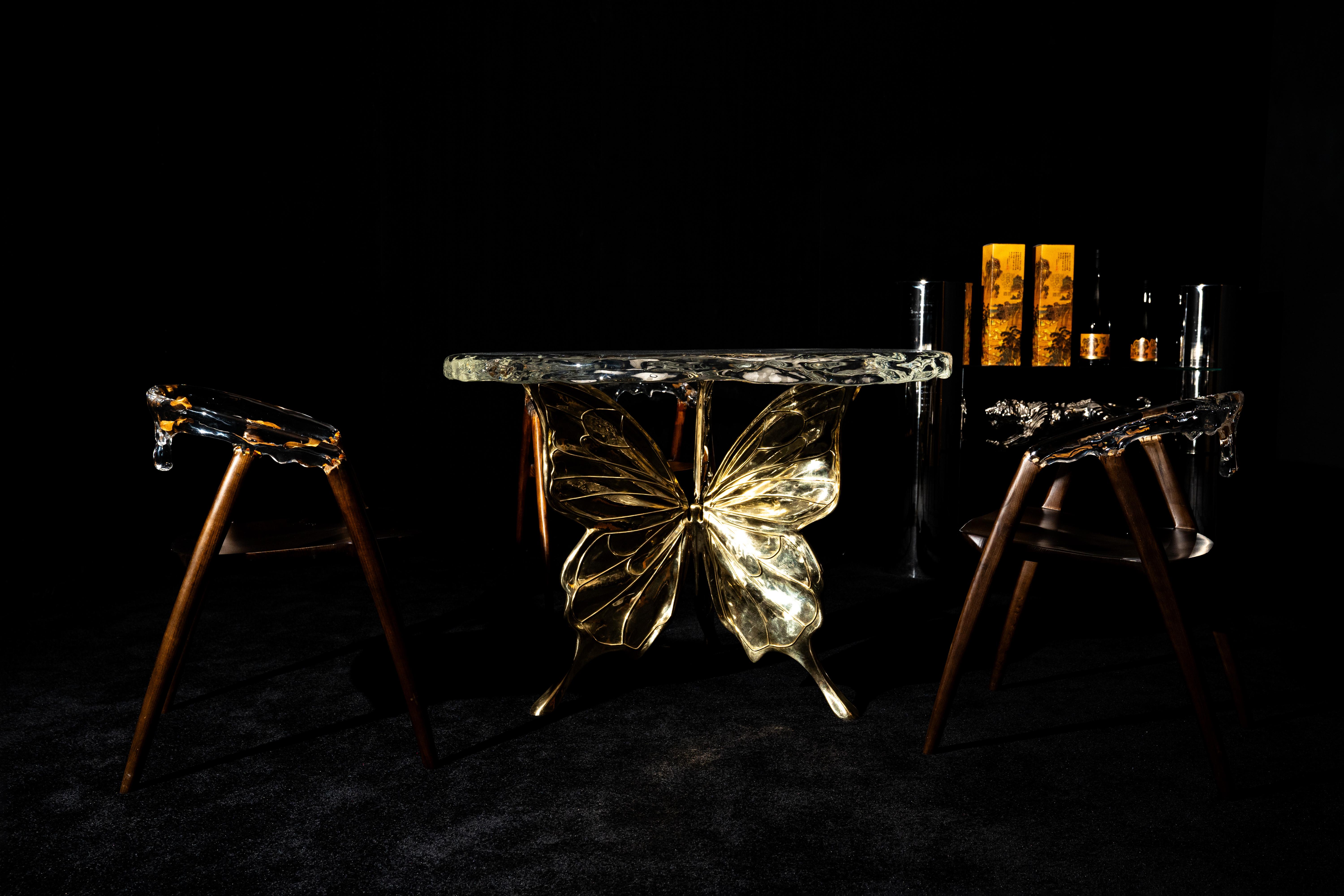 Chinese Papilio Round Table by GORDON GU For Sale