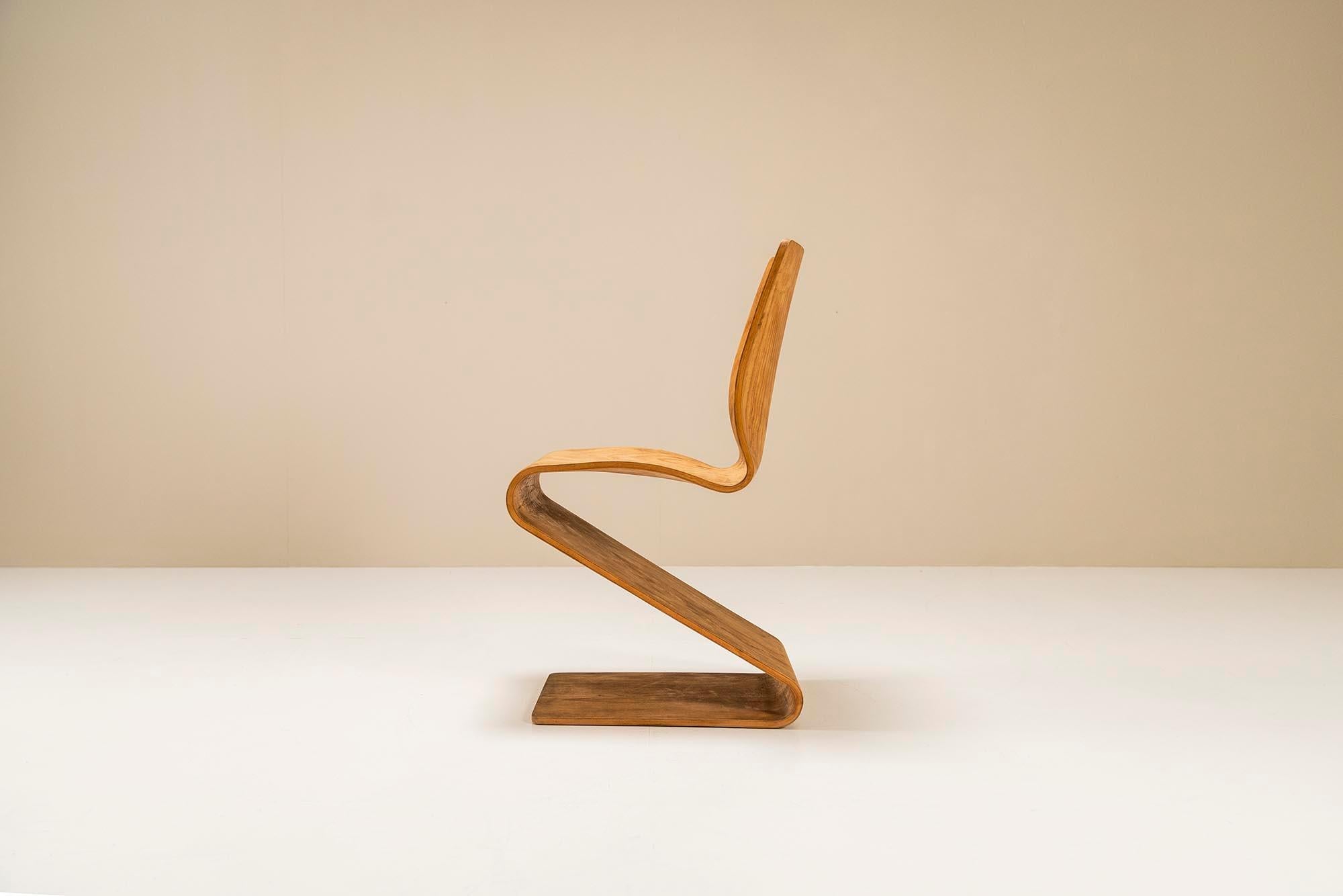 Non-Serial Model 275 S-Chair by Verner Panton in Bent Fineer, Denmark, 1956 In Fair Condition In Hellouw, NL