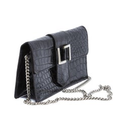Non signe Sac Epaule Pochette 1995s Black Precious Leather Shoulder Bag Clutch