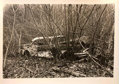 Vintage Silver Gelatin Old Car Wreck Photographer Nona Hatay 
