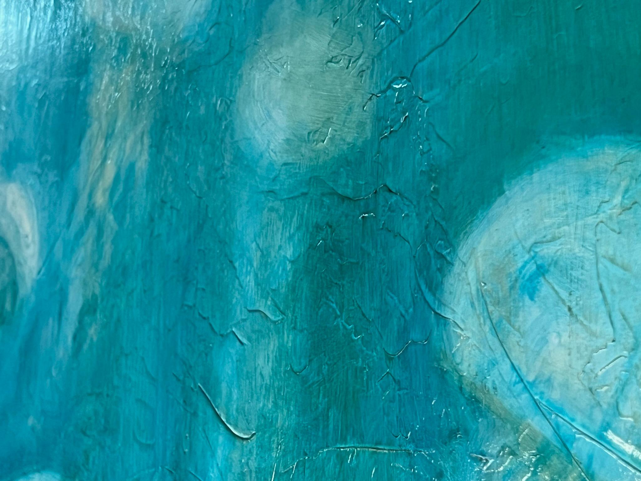 Medusa, Contemporáneo, Estilizado, Pez - Animal Painting Azul de Nonie Clayton Bennett