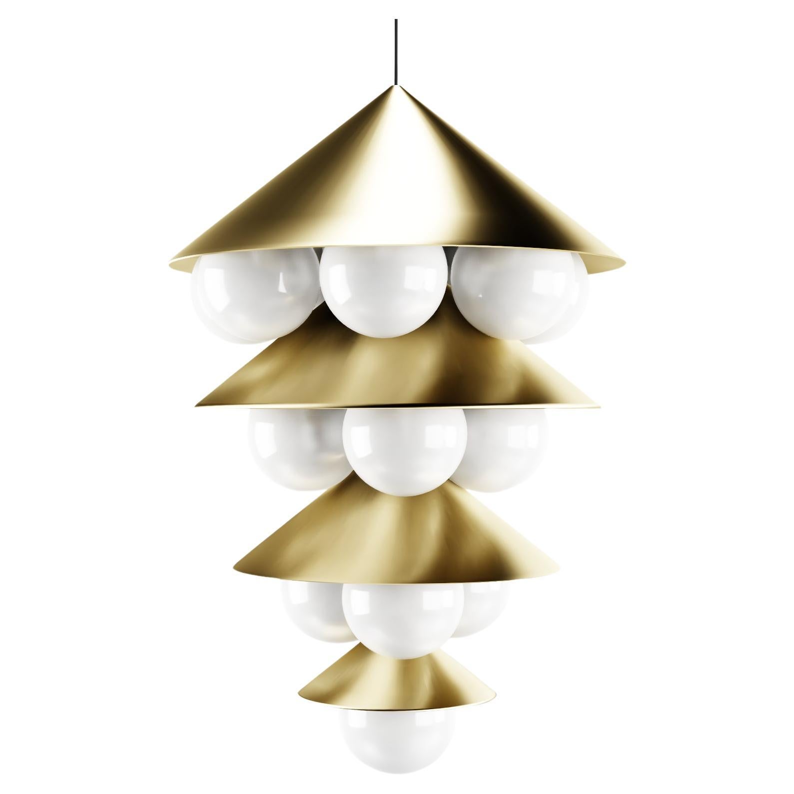 Nonla Chandelier by Kasadamo and Natalia Komarova, Brass Version Opaque For Sale